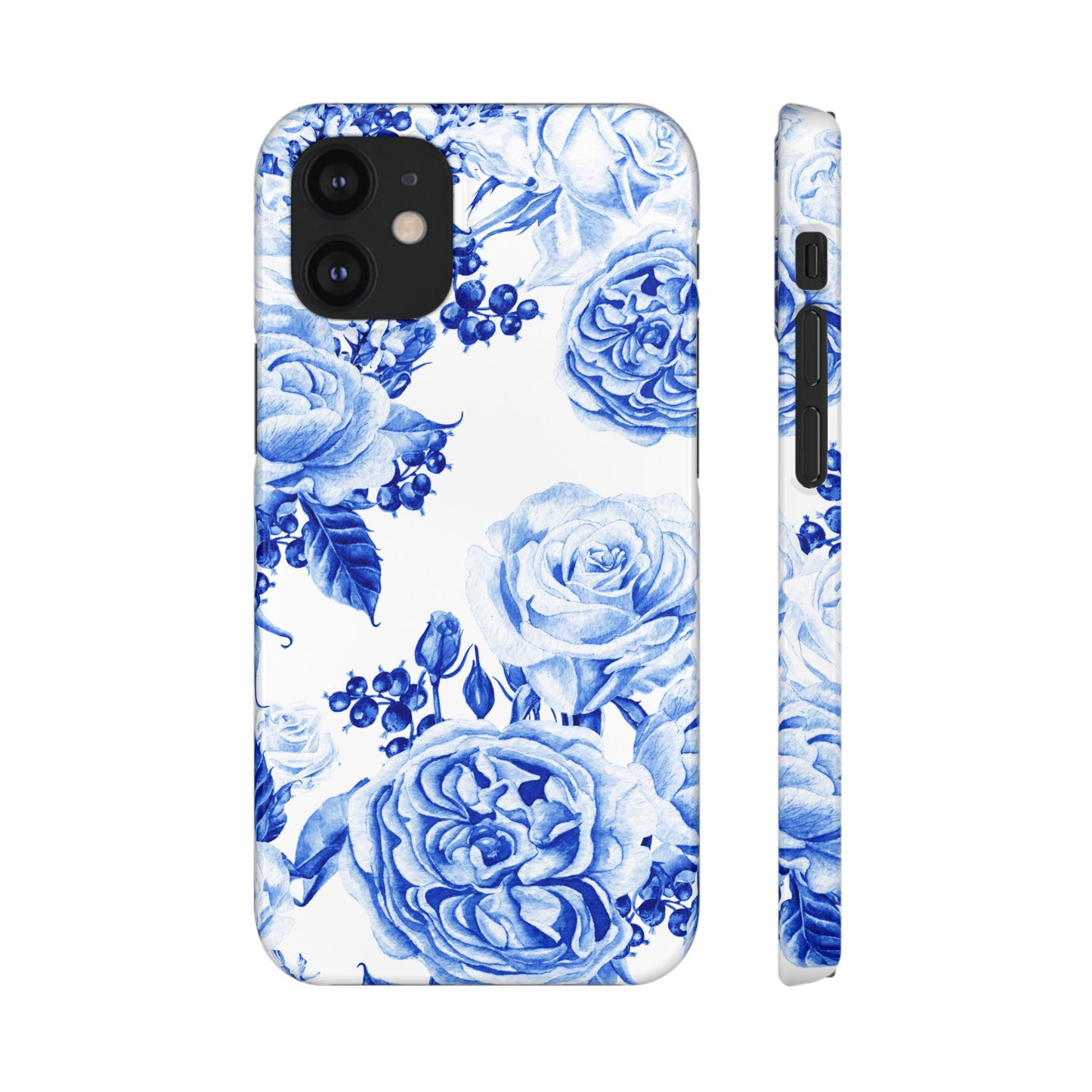 Blue Porcelain Floral Snap Phone Case — Vintage Rose Pattern