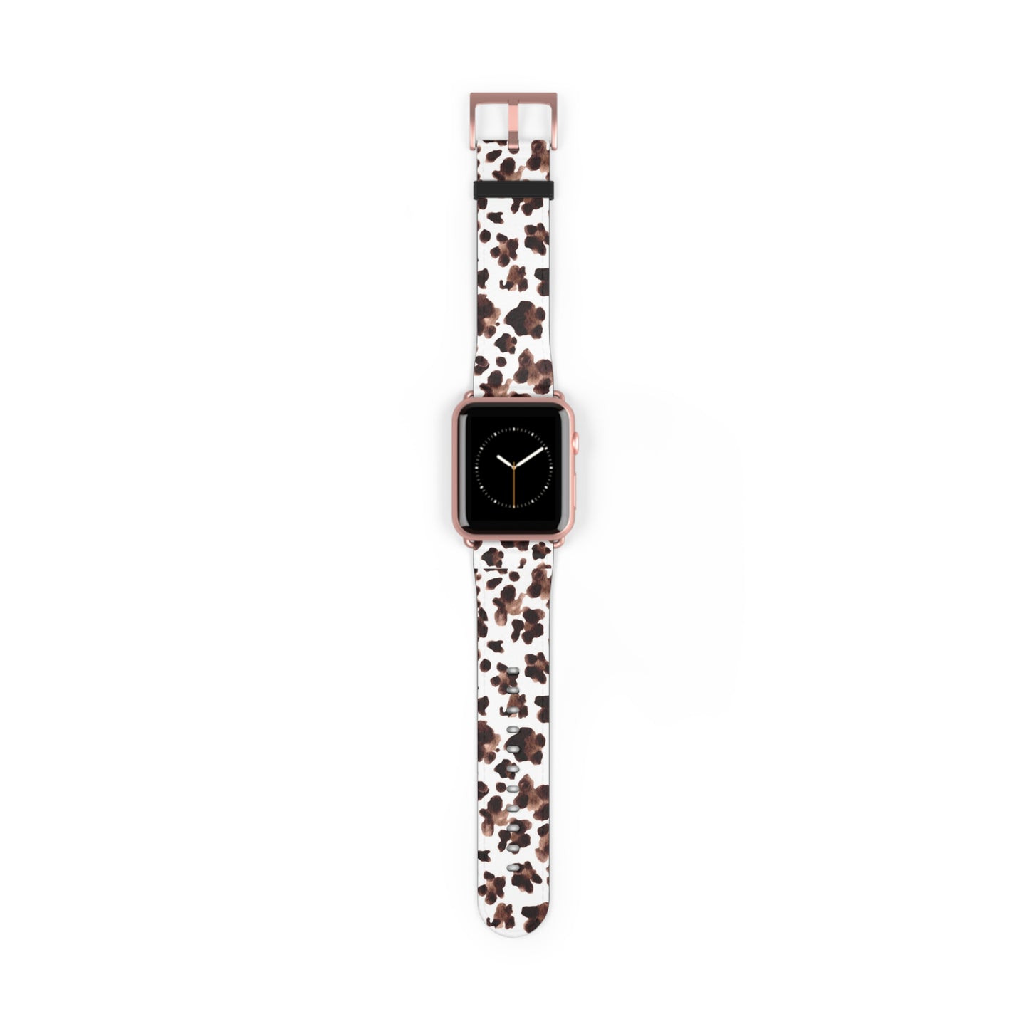 Leopard Print Leather Watch Band — Brown & White Patterned Strap for Apple Watch