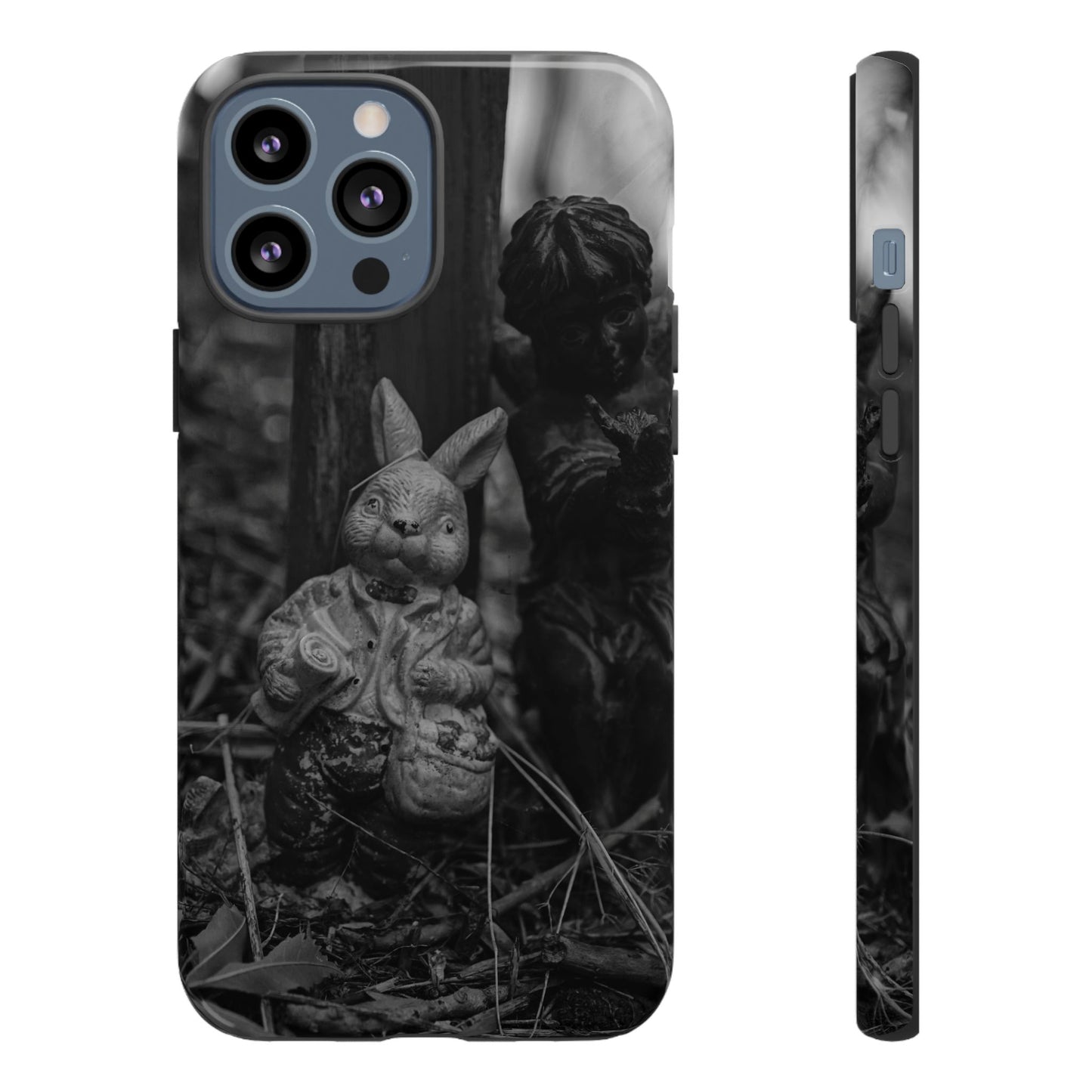 Vintage Gothic Bunny Tough Phone Case — Dark Garden Statue Protective Cover