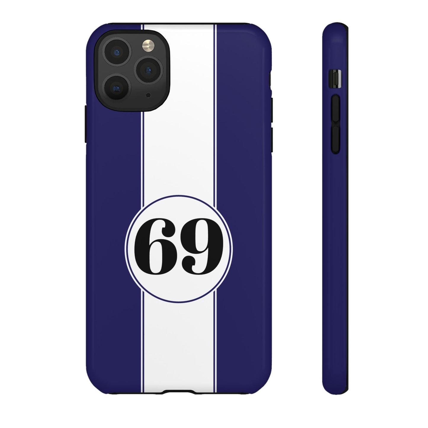 Custom Number Racing Stripe Tough Phone Case for Apple iPhone, Samsung Galaxy and Google Pixel.