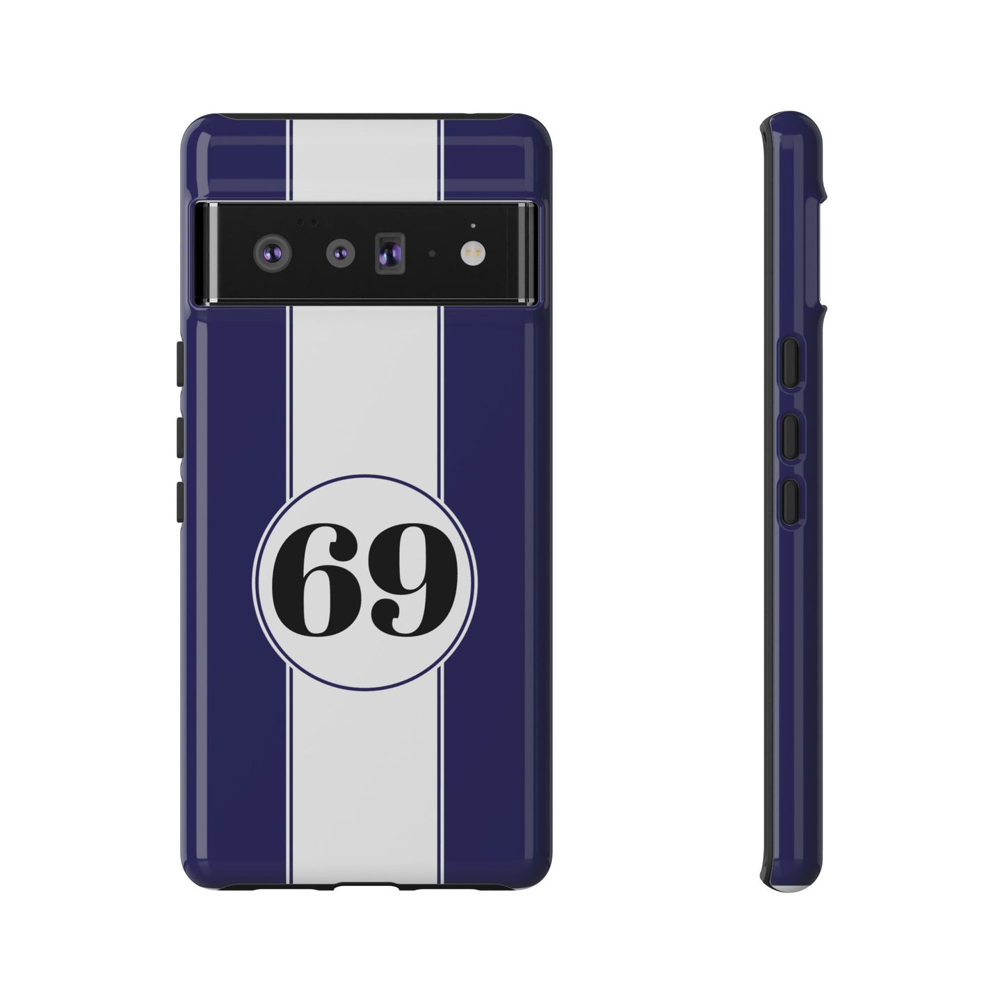 Custom Number Racing Stripe Tough Phone Case for Apple iPhone, Samsung Galaxy and Google Pixel.