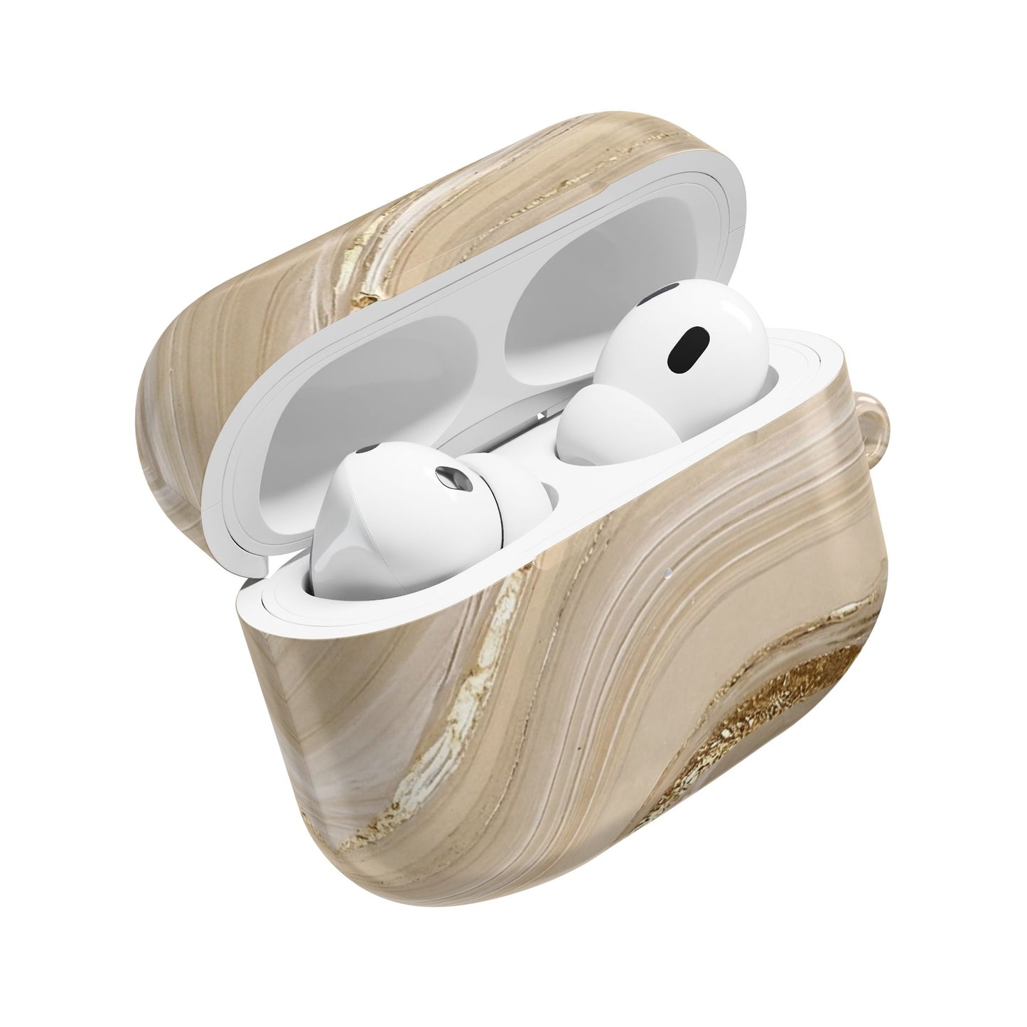 Marble Swirl AirPod Case — Beige Gold Art Pattern