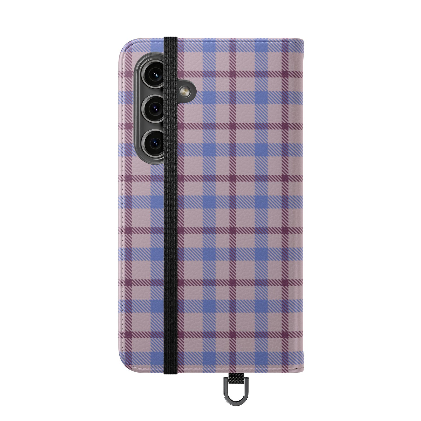 Tartan Flip Phone Case — Blue & Purple Plaid Wallet Cover