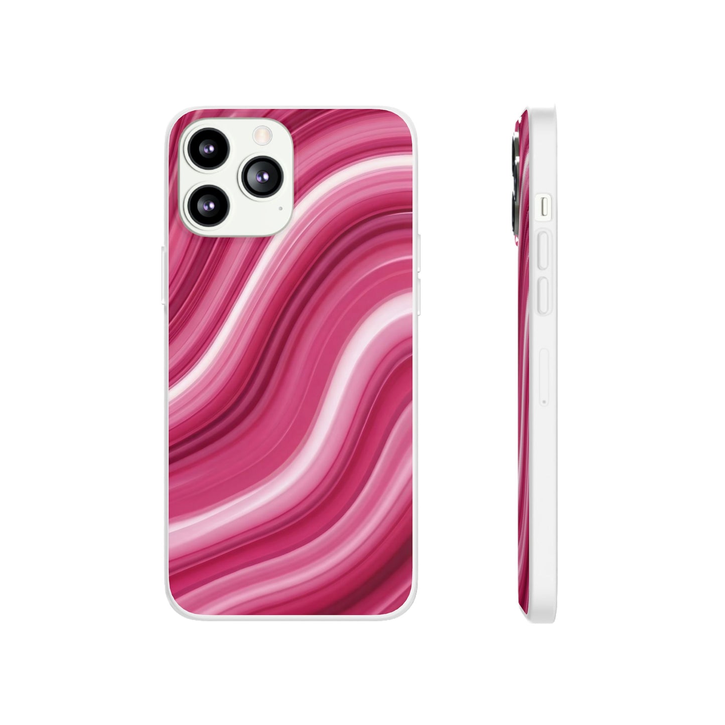 Pink Marble Wave Phone Case — Abstract Swirl Flexi Case for Apple iPhone, Samsung Galaxy.