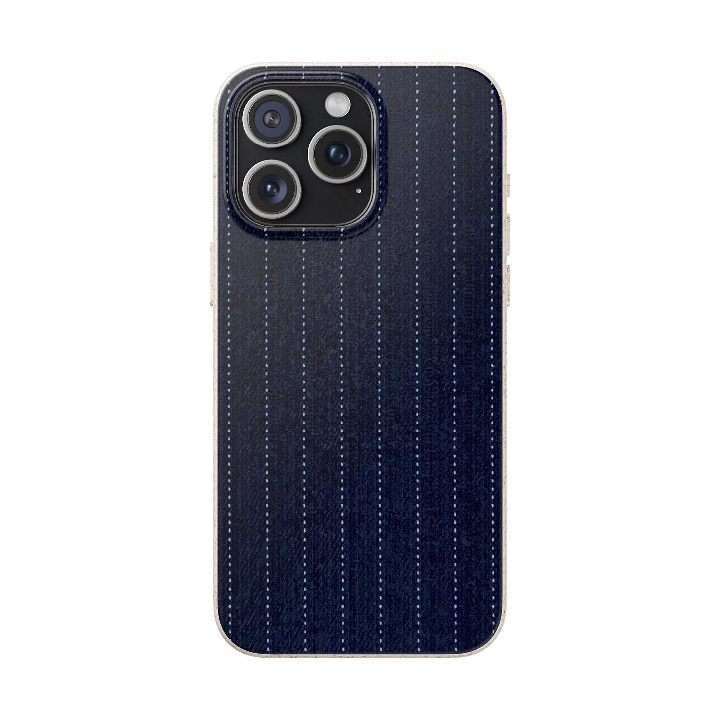 Biodegradable Pinstripe Phone Case — Eco-Friendly Navy Fabric Phone Cover for Apple iPhone and Samsung Galaxy.