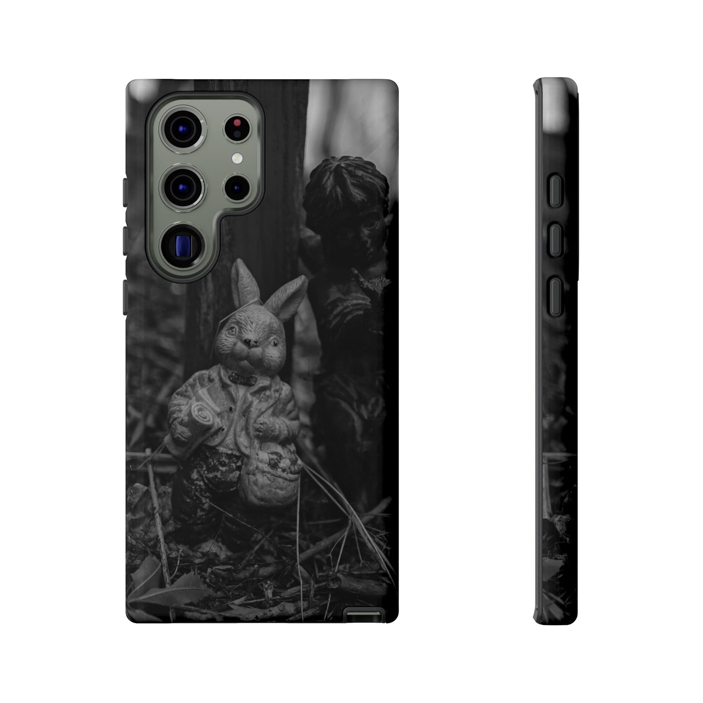 Vintage Gothic Bunny Tough Phone Case — Dark Garden Statue Protective Cover