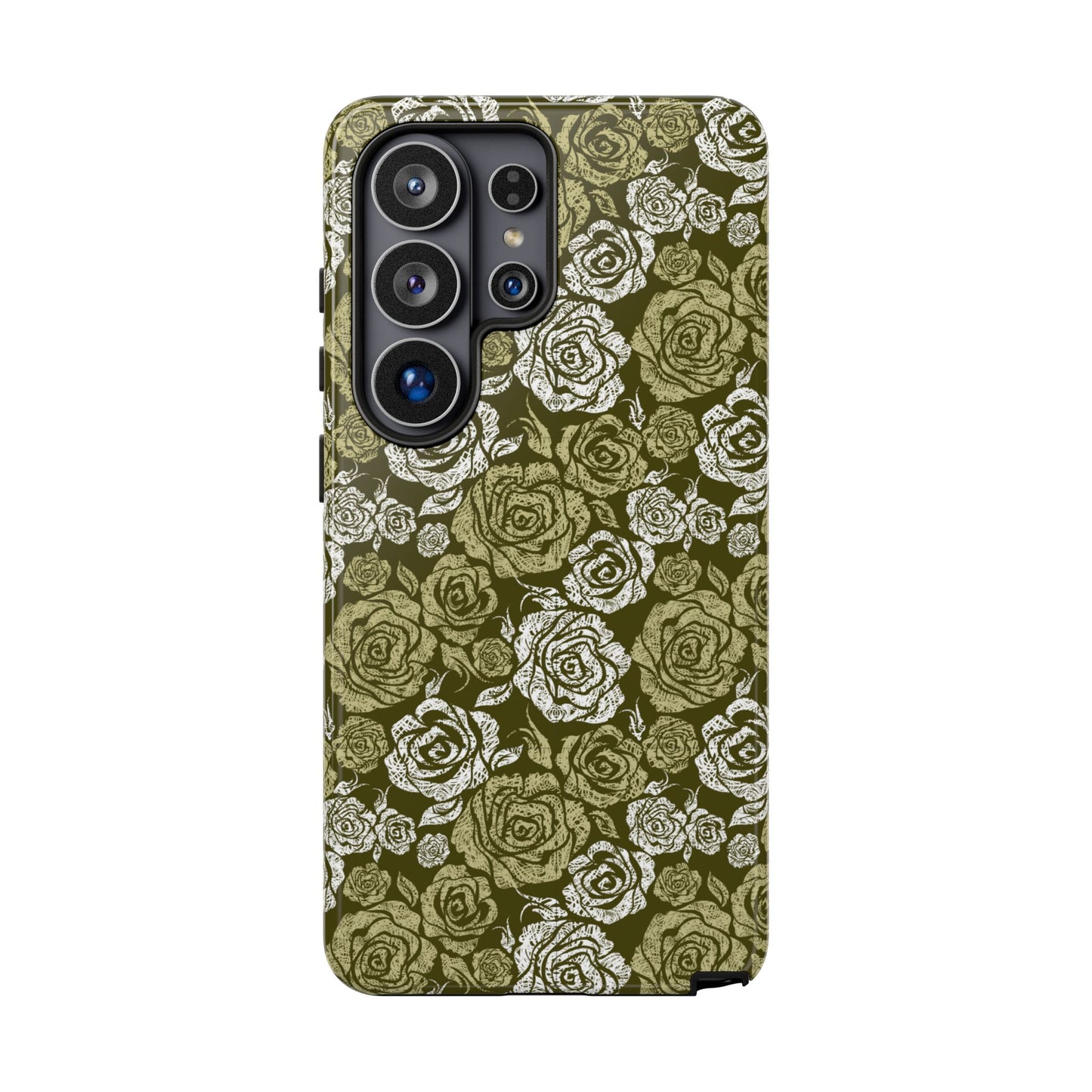 Floral Olive Rose Pattern Tough Phone Case