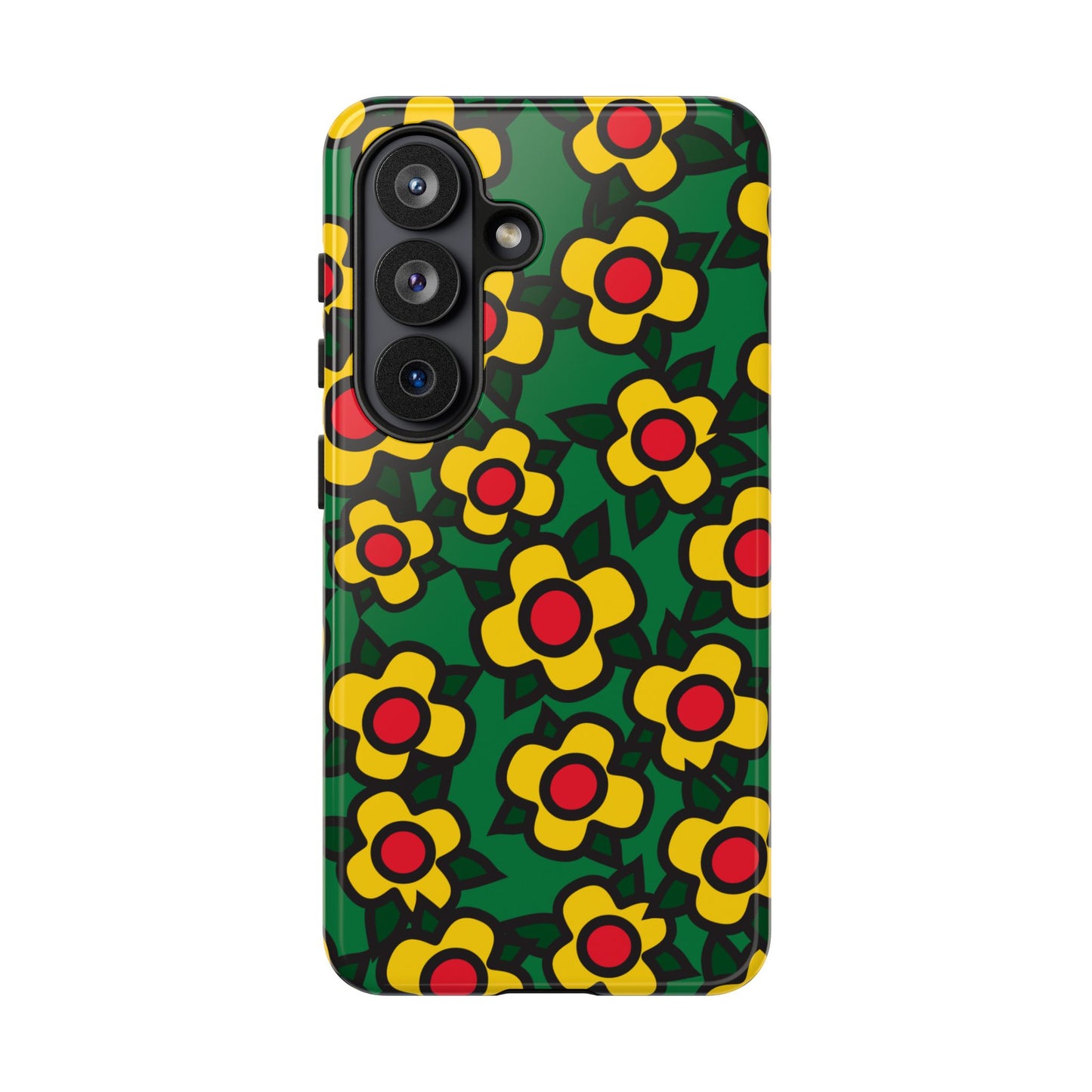Floral Pop Tough Phone Case — Retro Yellow Red Flower Pattern