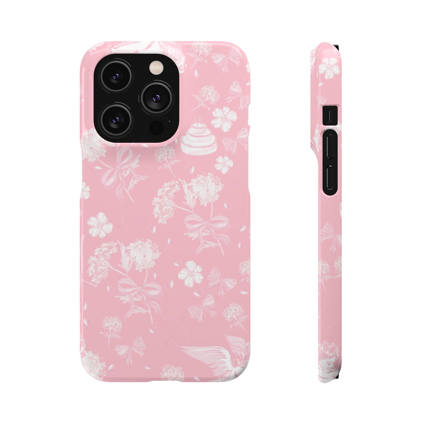 Pink Floral Slim Phone Case for Apple iPhone, Samsung Galaxy and Google Pixel.