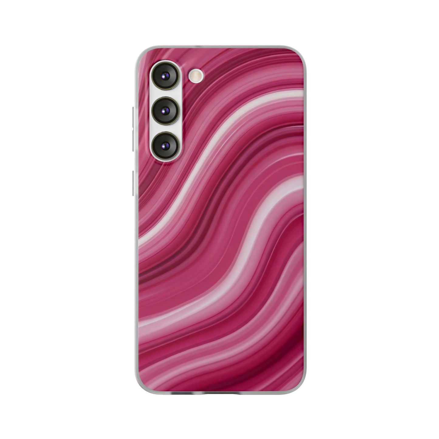 Pink Marble Wave Phone Case — Abstract Swirl Flexi Case for Apple iPhone, Samsung Galaxy.