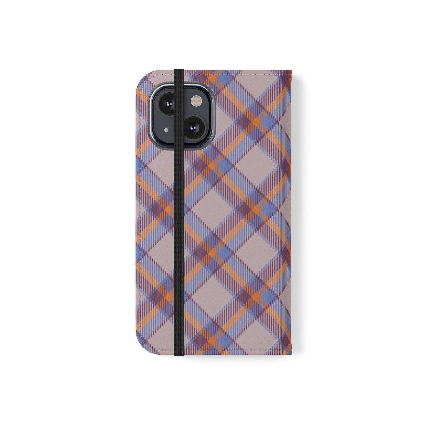 Tartan Flip Phone Case — purple & Orange Plaid Wallet Cover
