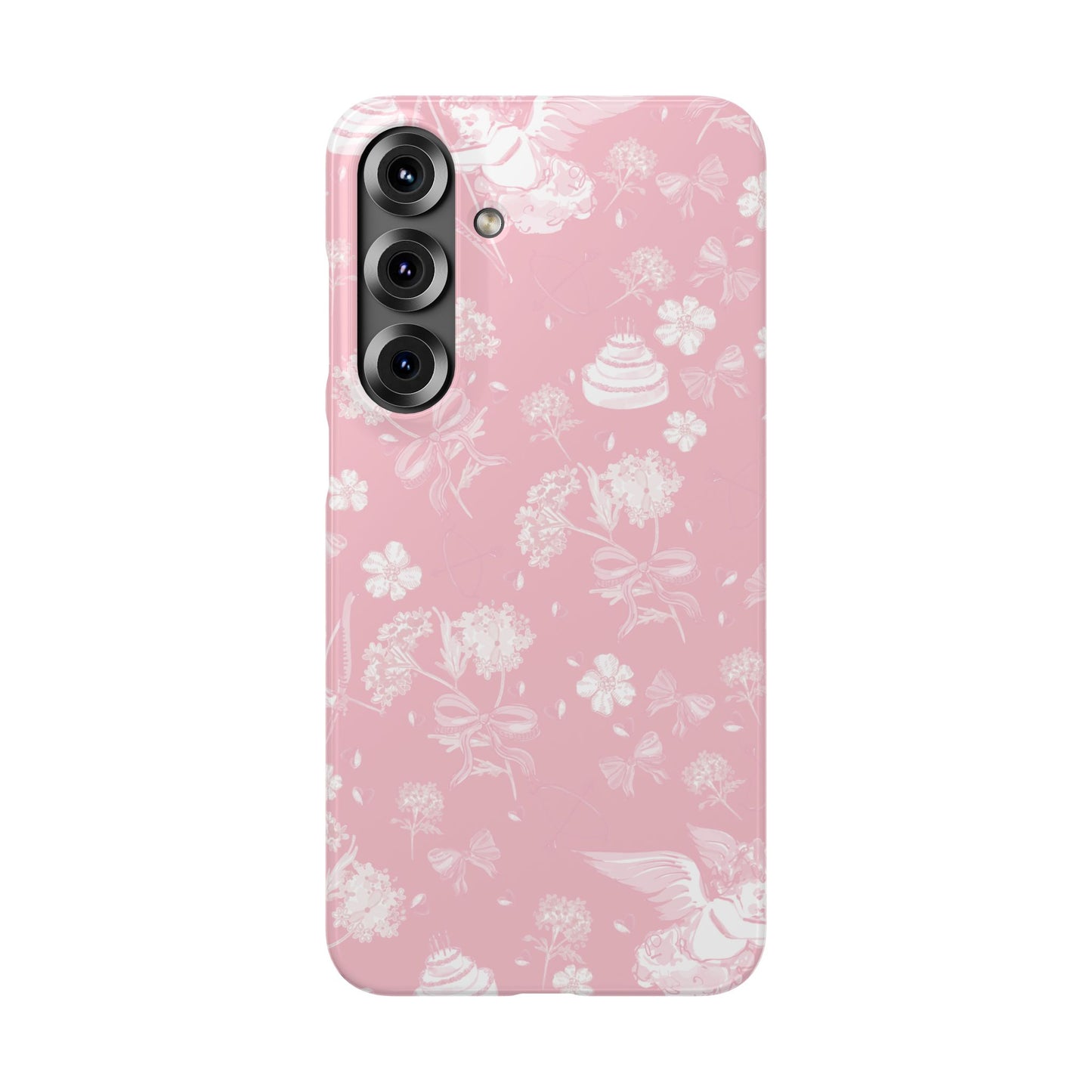 Pink Floral Slim Phone Case for Apple iPhone, Samsung Galaxy and Google Pixel.