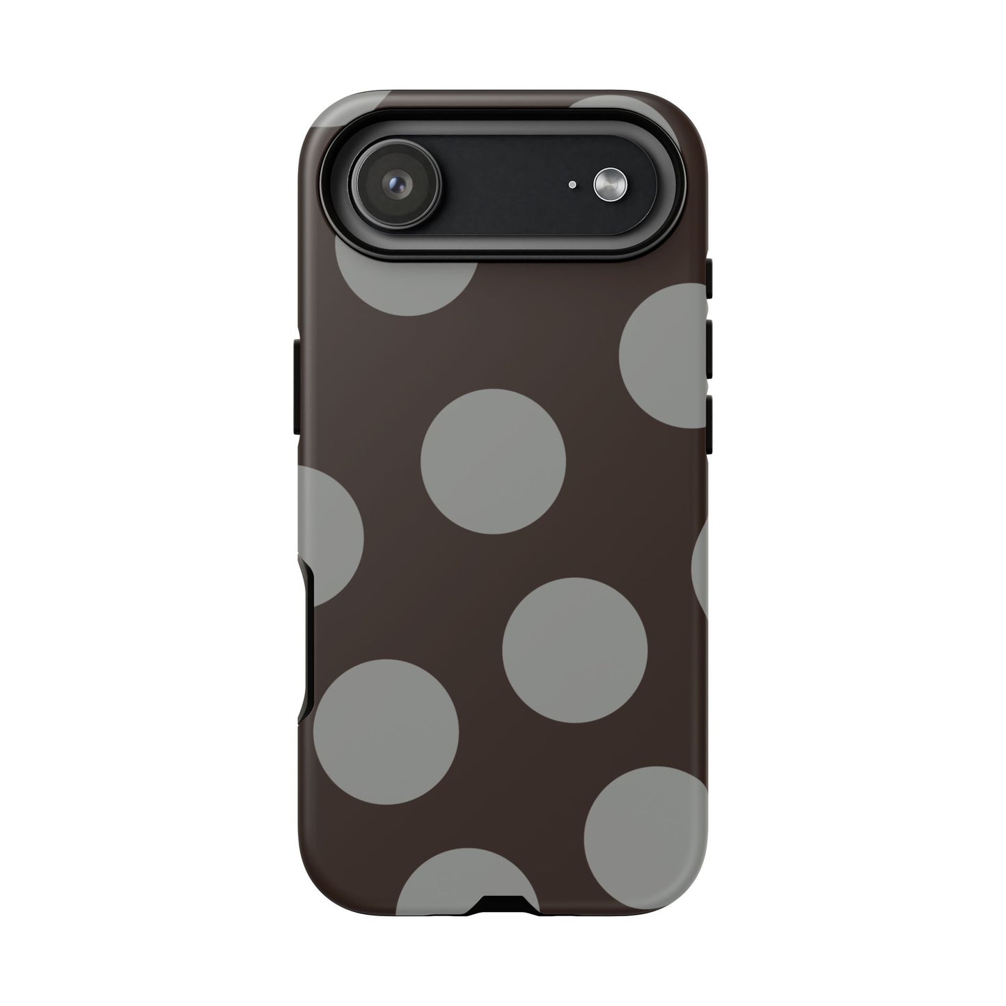 Polka Dot Tough Phone Case – Brown & Gray Retro Dot Protective Cover