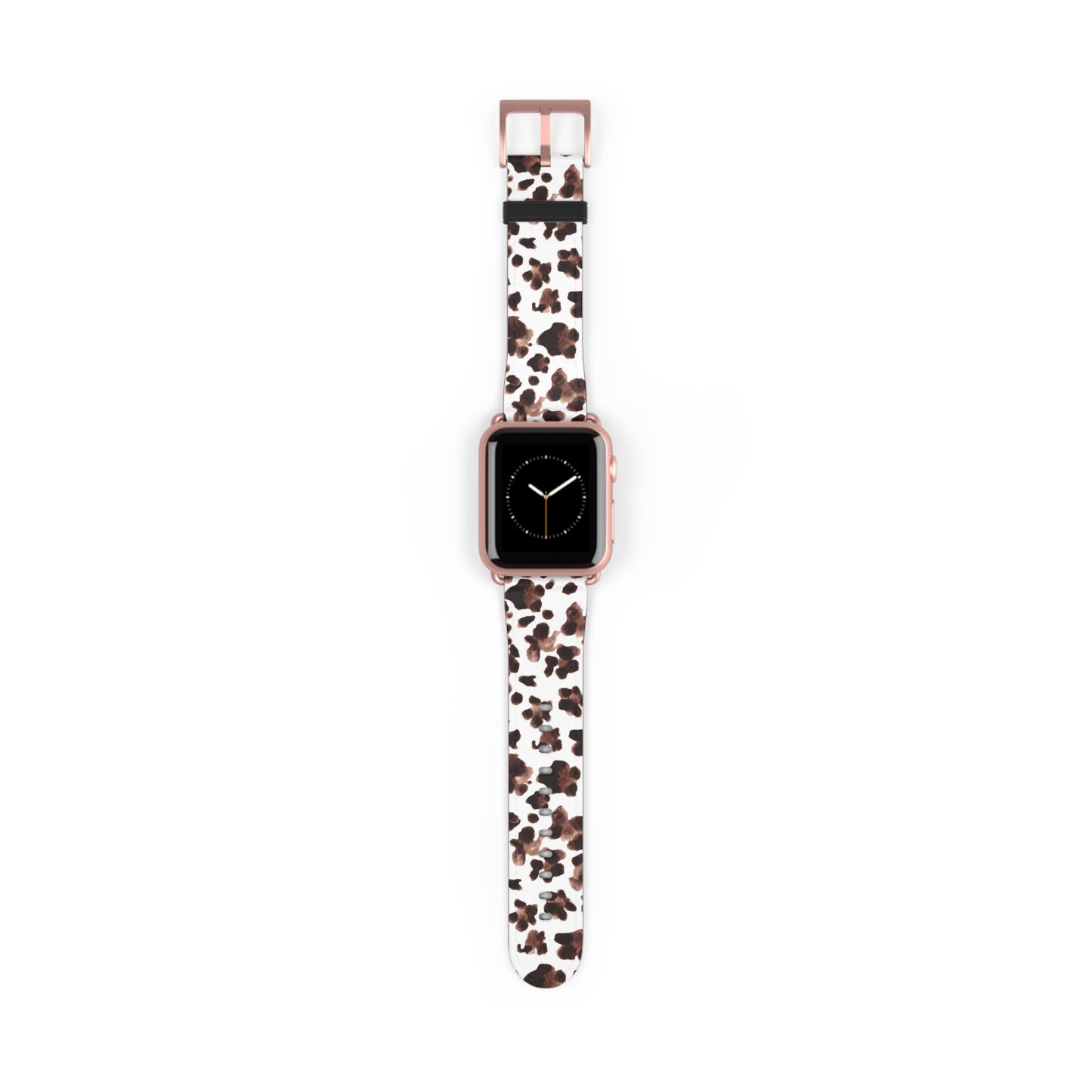 Leopard Print Leather Watch Band — Brown & White Patterned Strap for Apple Watch