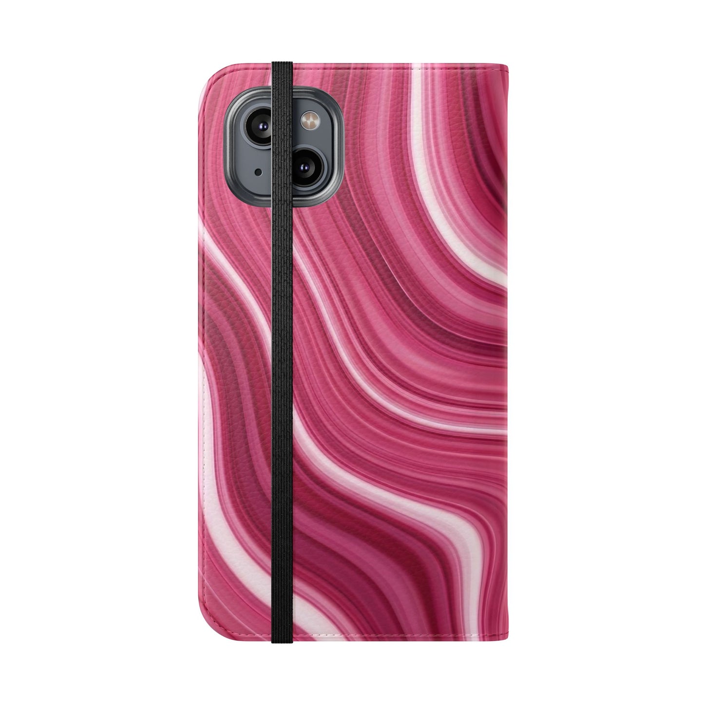 Pink Marble Swirl Flip Case — Wallet Phone Cover with Card Slots