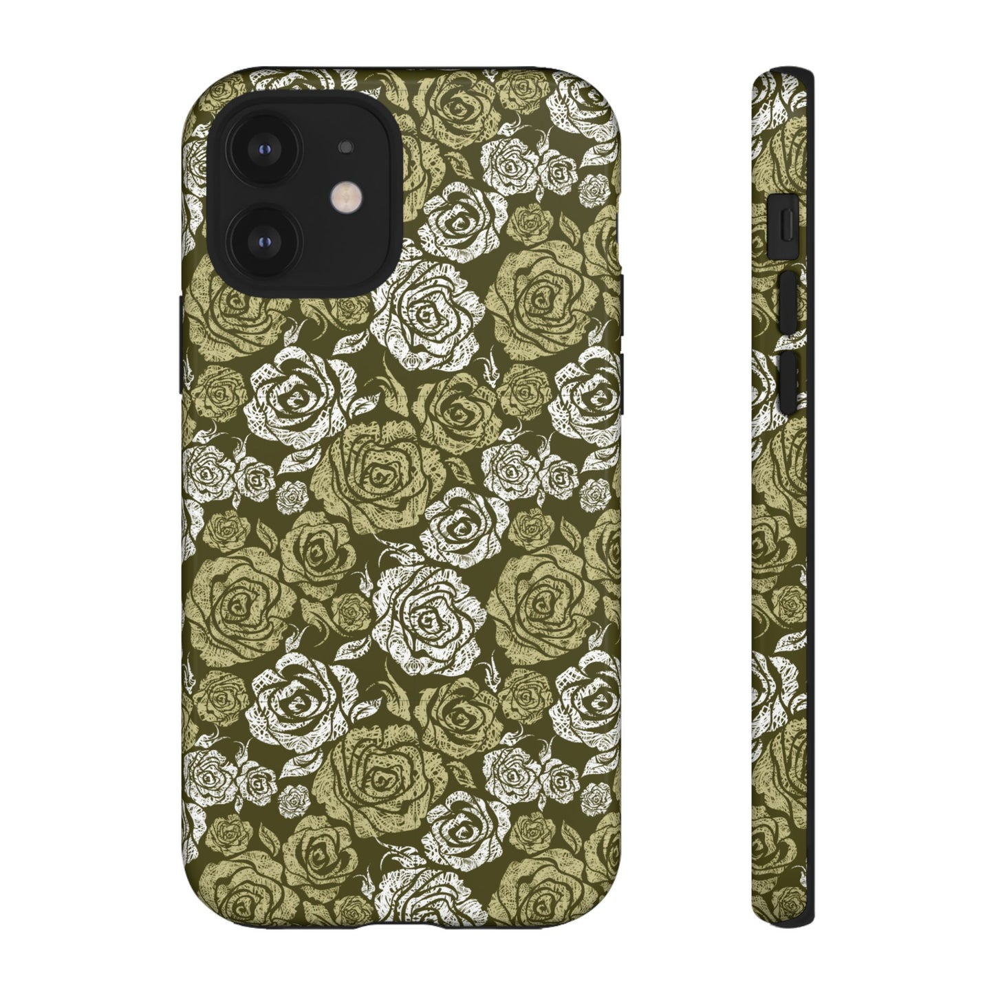 Floral Olive Rose Pattern Tough Phone Case