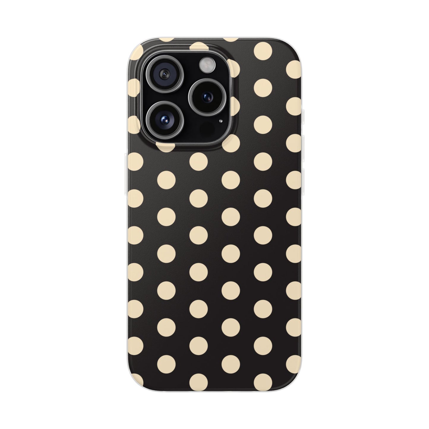 Black & Cream Retro Polka Dot Flexi Case for Apple iPhone, Samsung Galaxy.