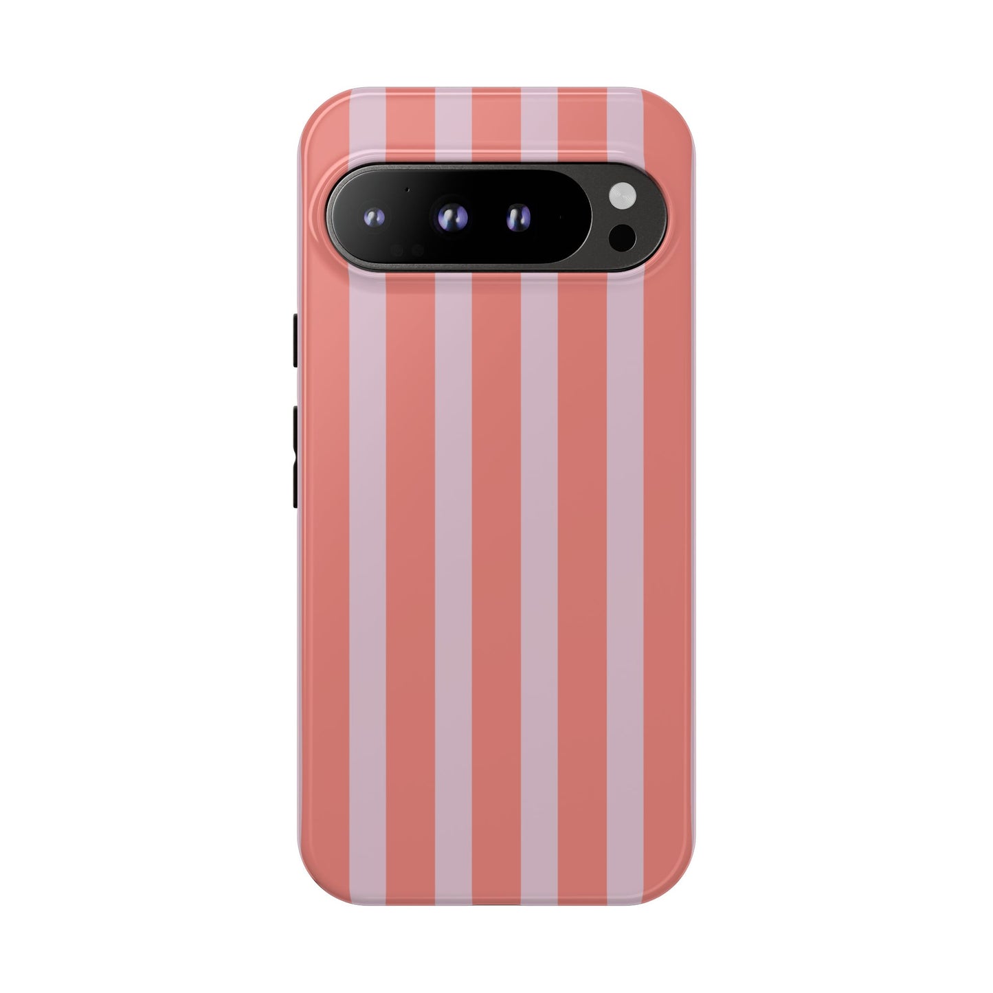 Pink Striped Tough Phone Case — Durable Protective Cover