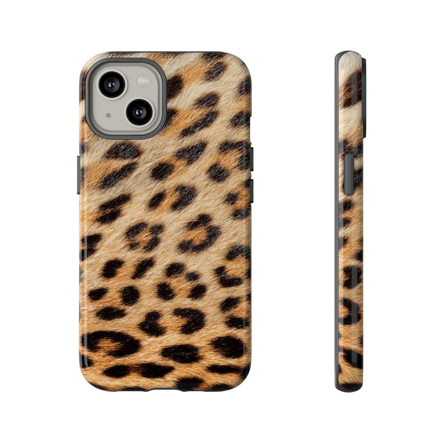 Leopard Print Tough Phone Case — Durable Protective Case with Wild Animal Fur Design