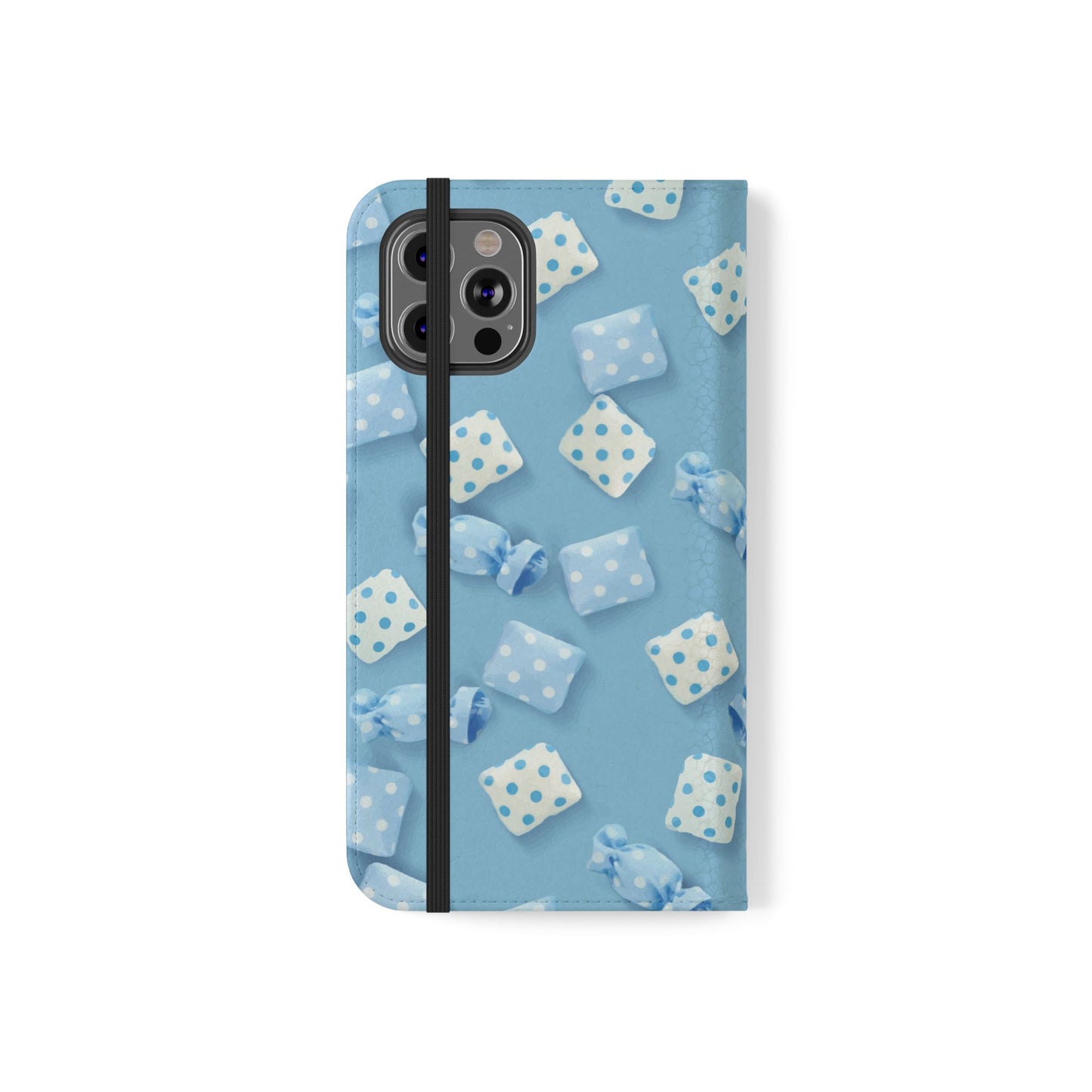 Pastel Blue Fabric Candy Flip Phone Case — Candy Wallet Cover