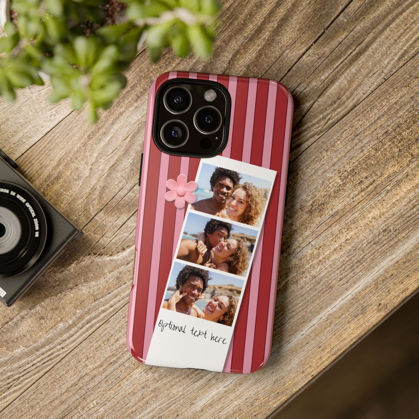 Customisable Three Photo Personalised Collage Tough Phone Case for Apple iPhone, Samsung Galaxy and Google Pixel.
