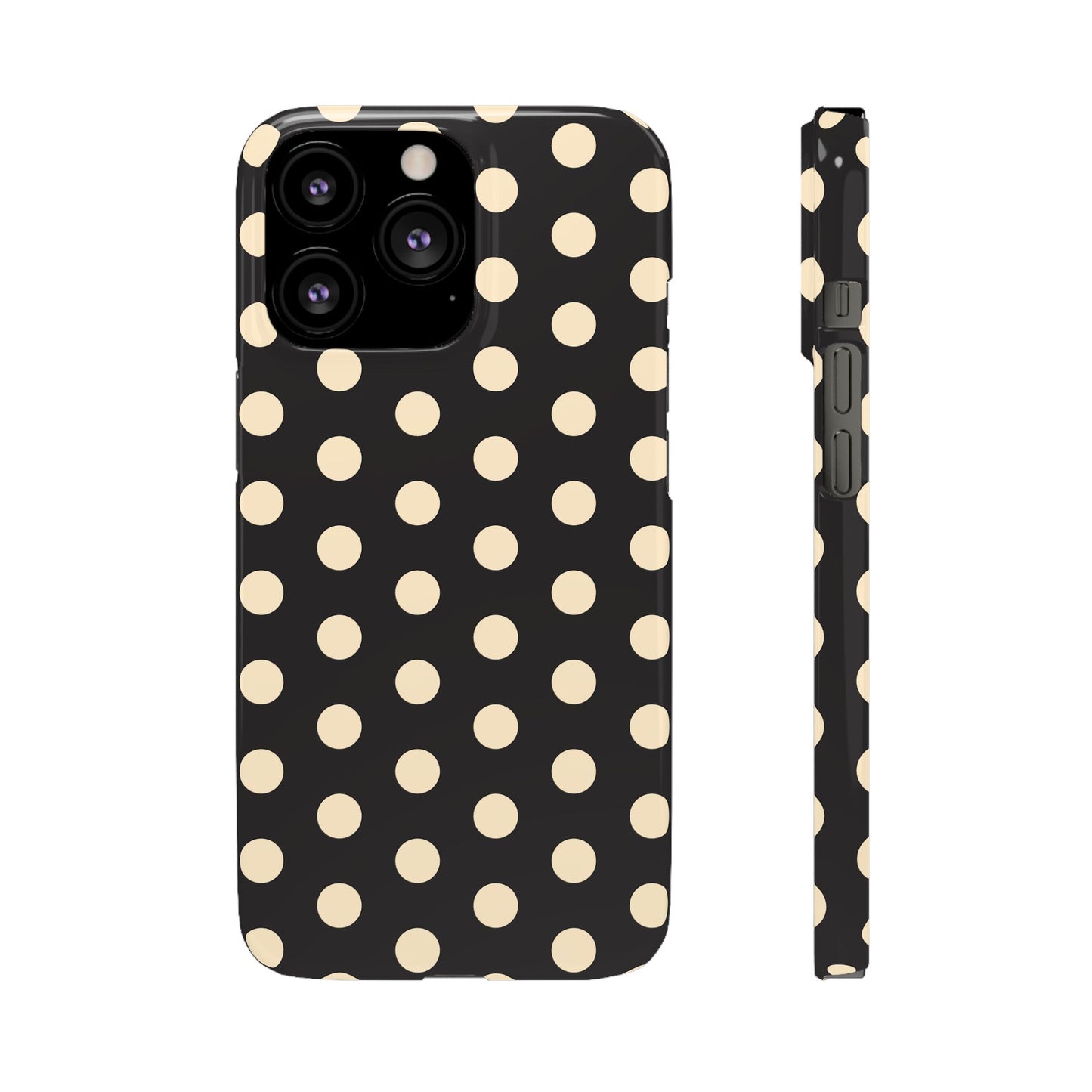 Polka Dot Snap Phone Case — Classic Black & Cream Retro Dots