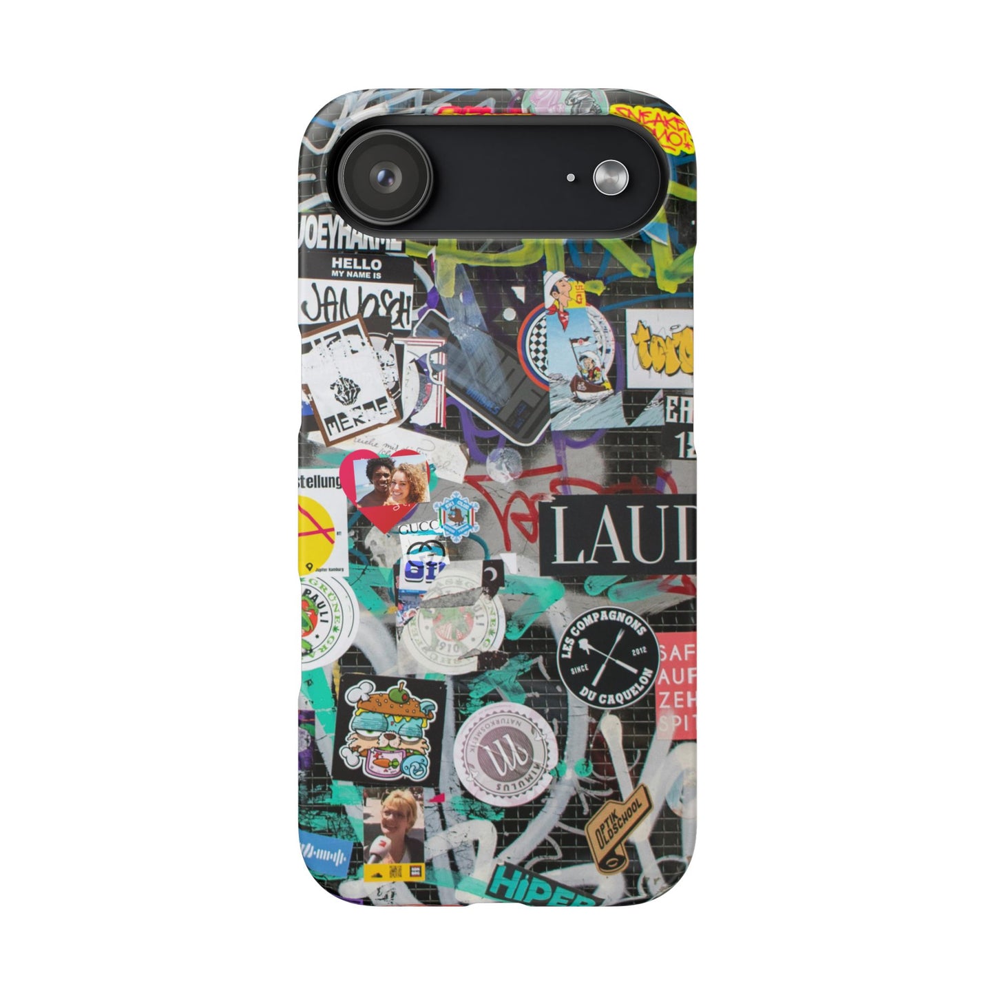 Sticker Bomb Personalised Graffiti Slim Phone Case for Apple iPhone, Samsung Galaxy and Google Pixel.