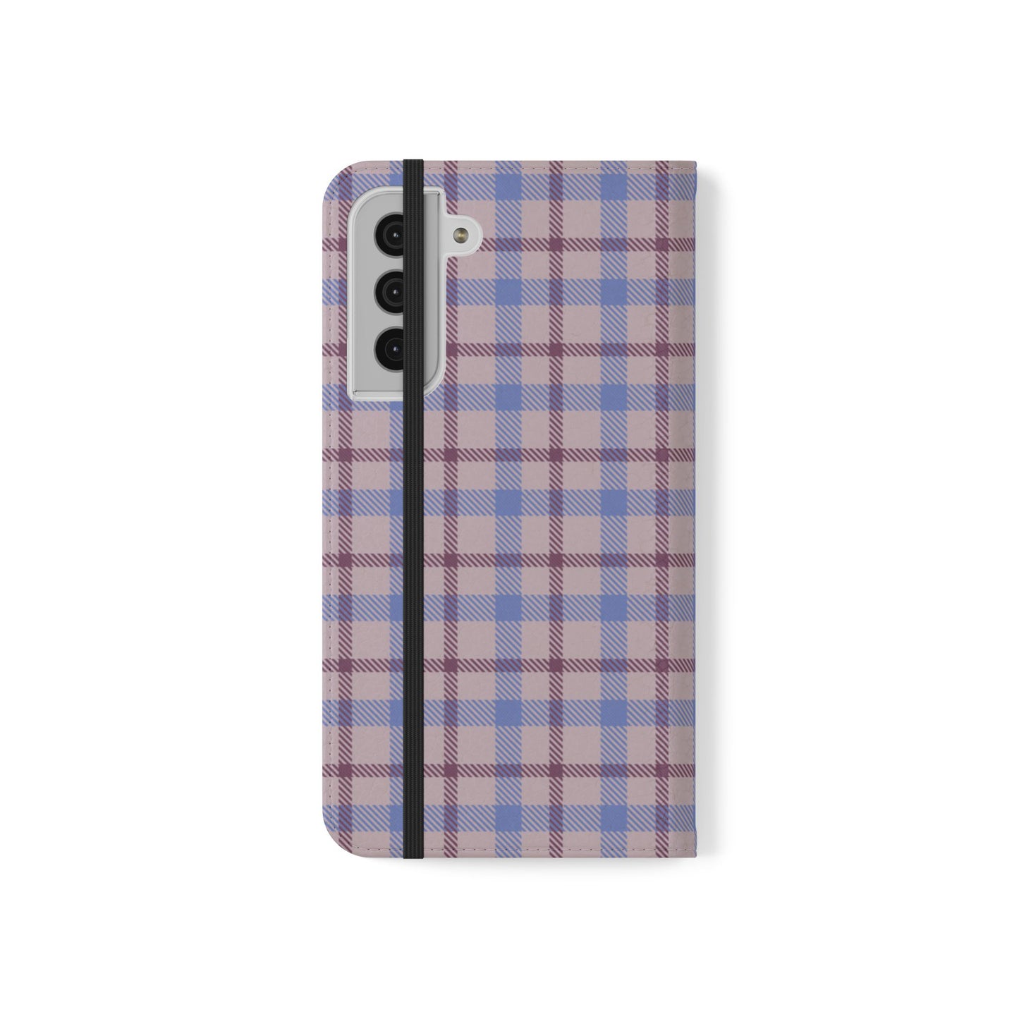 Tartan Flip Phone Case — Blue & Purple Plaid Wallet Cover