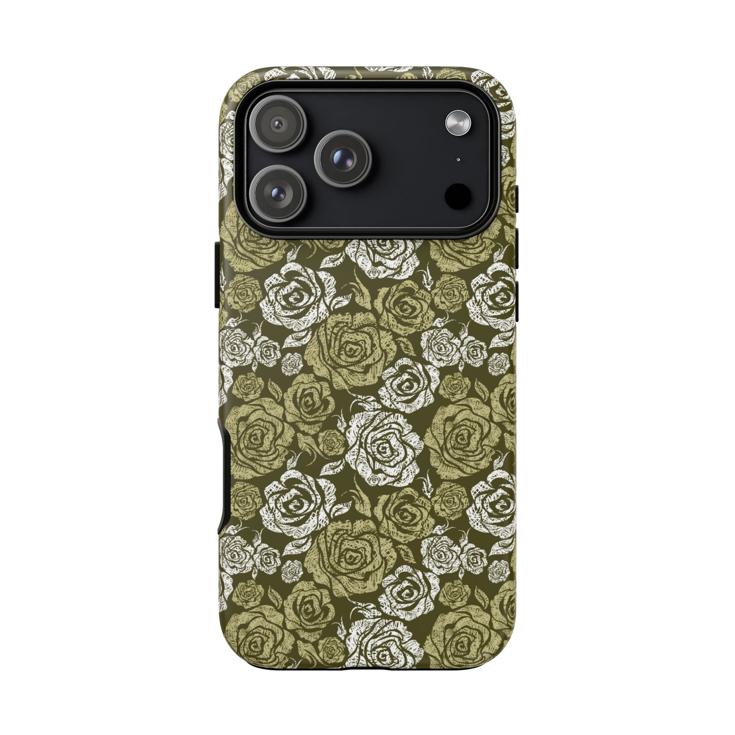 Floral Olive Rose Pattern Tough Phone Case