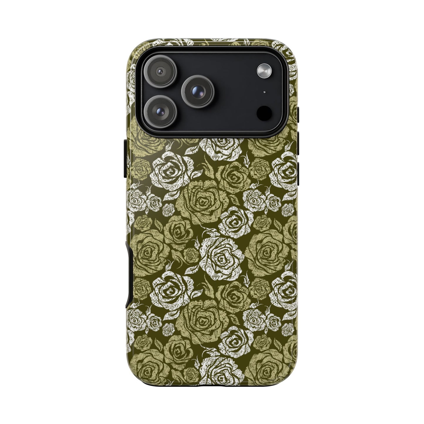 Floral Olive Rose Pattern Tough Phone Case