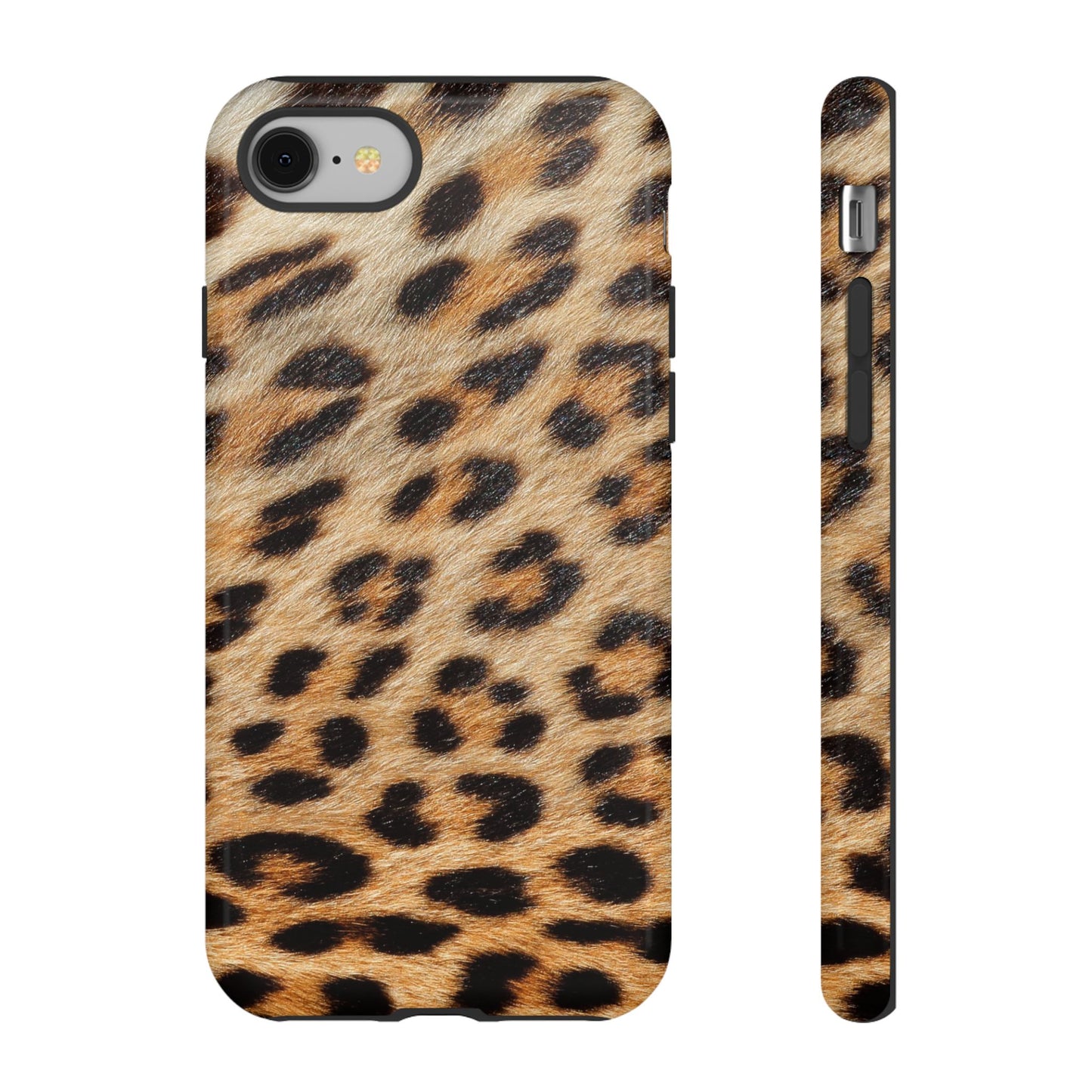 Leopard Print Tough Phone Case — Durable Protective Case with Wild Animal Fur Design
