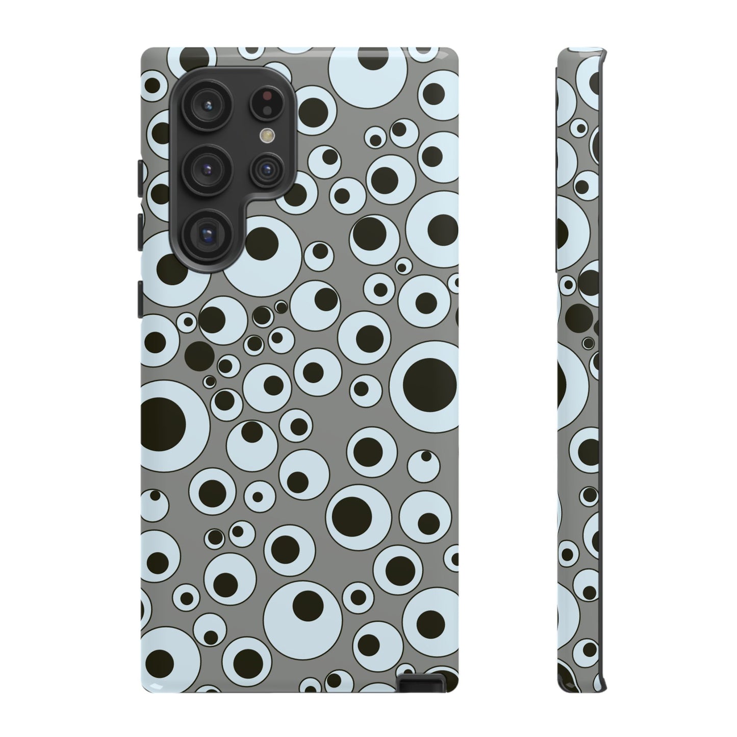Bubble Pattern Tough Phone Case – Grey Retro Polka-Dot Design