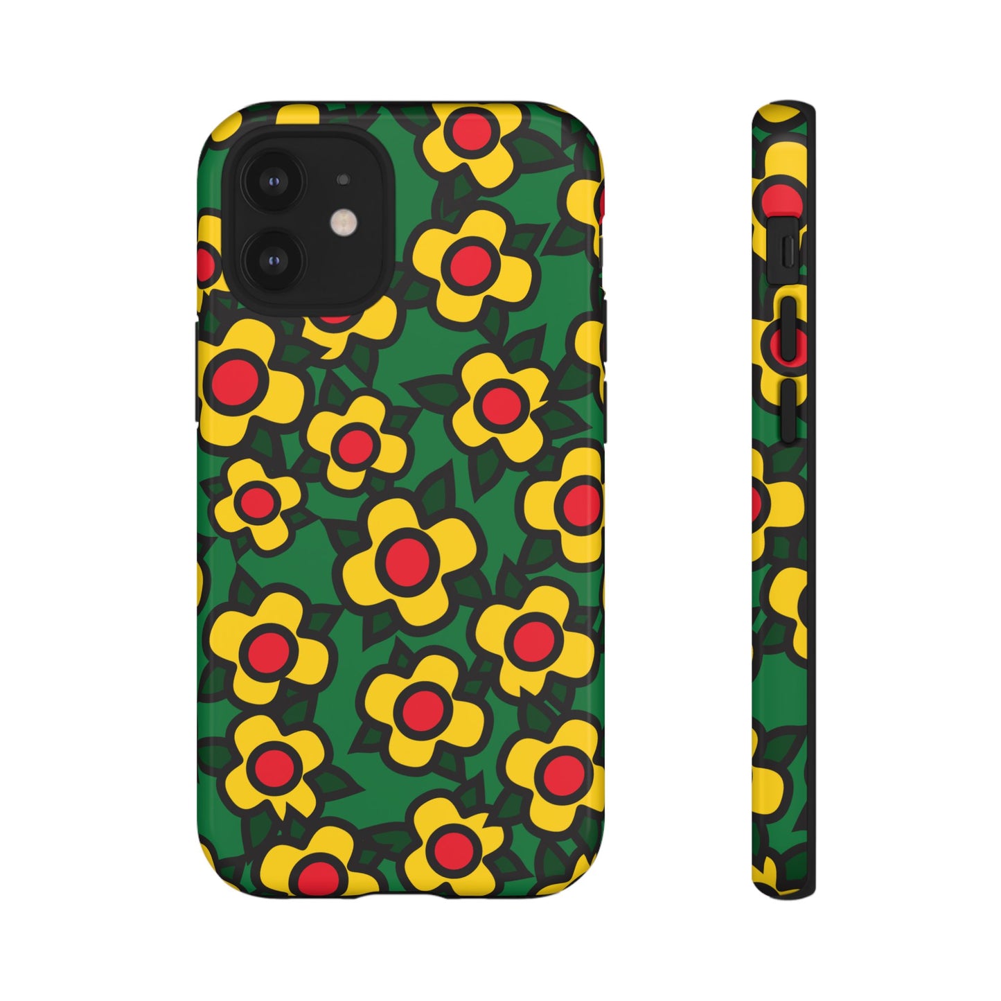 Floral Pop Tough Phone Case — Retro Yellow Red Flower Pattern