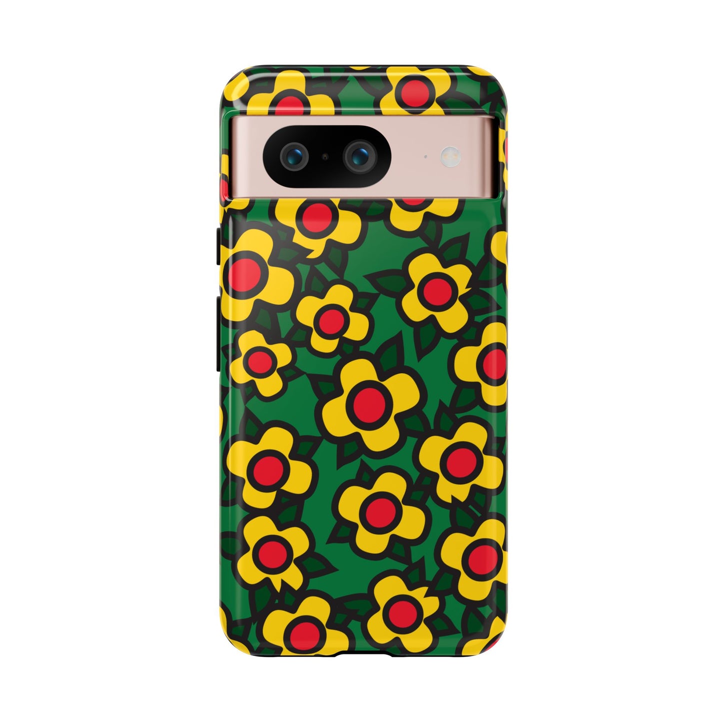 Floral Pop Tough Phone Case — Retro Yellow Red Flower Pattern