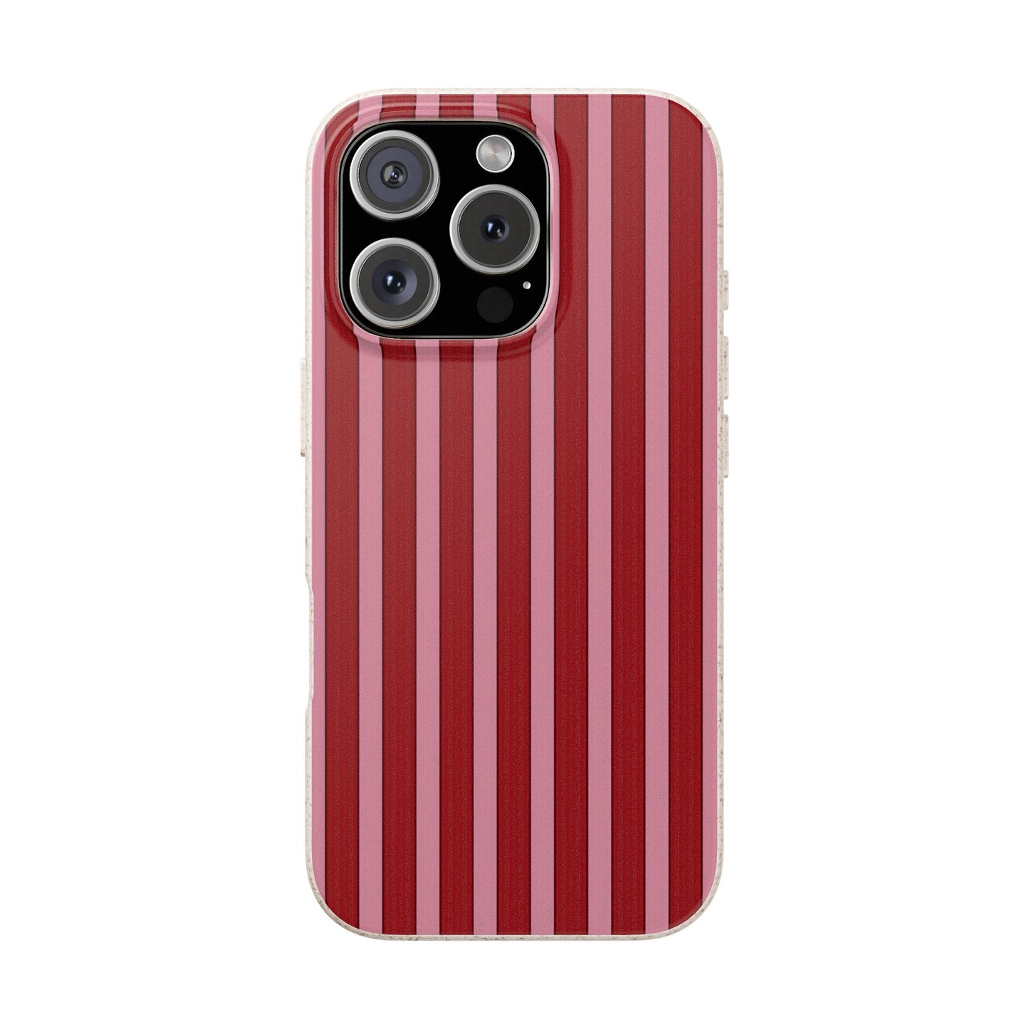 Biodegradable Phone Case — Red Vertical Stripe Eco Protective Cover for Apple iPhone and Samsung Galaxy.