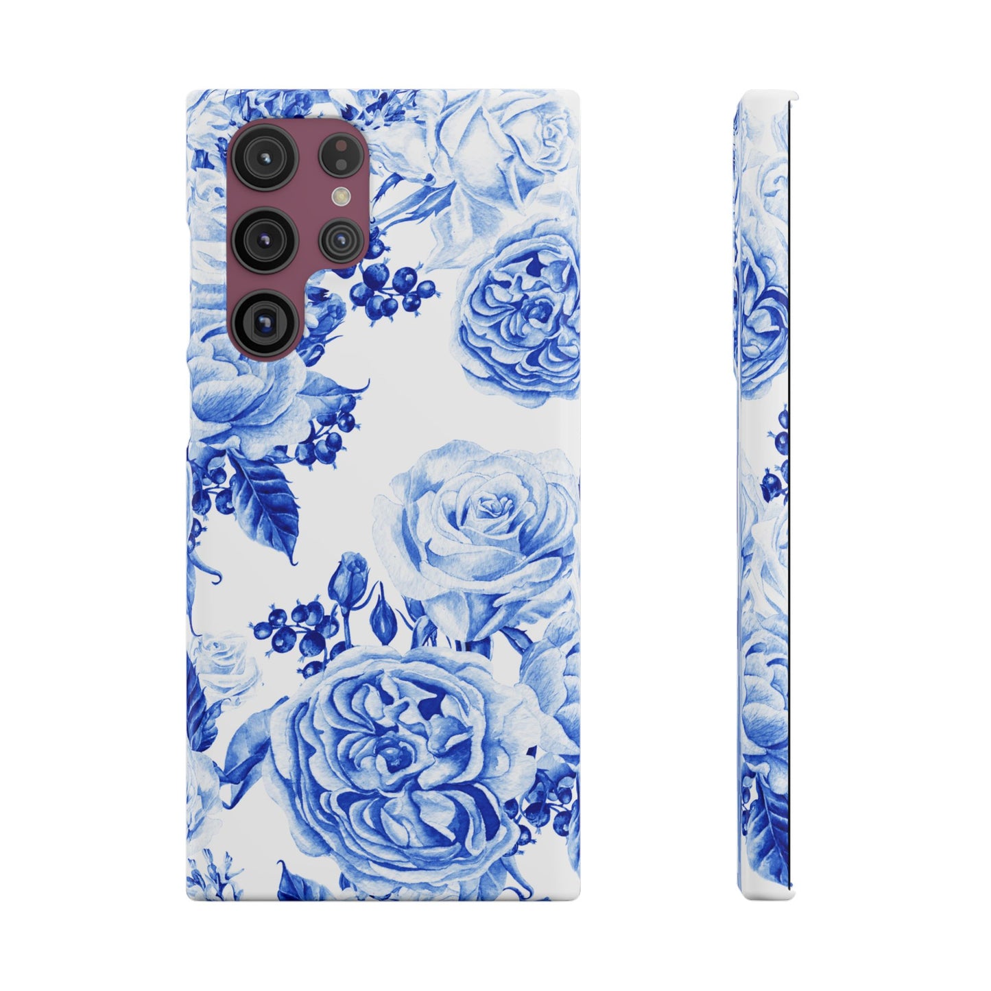 Blue Porcelain Floral Snap Phone Case — Vintage Rose Pattern