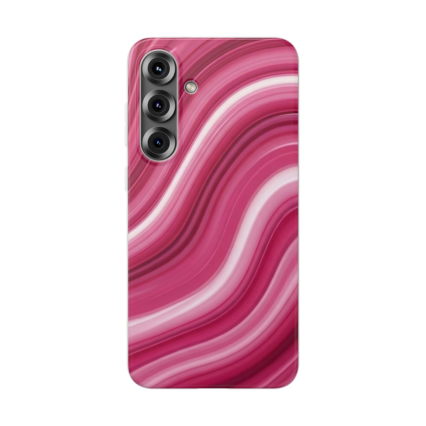 Pink Marble Wave Phone Case — Abstract Swirl Flexi Case for Apple iPhone, Samsung Galaxy.