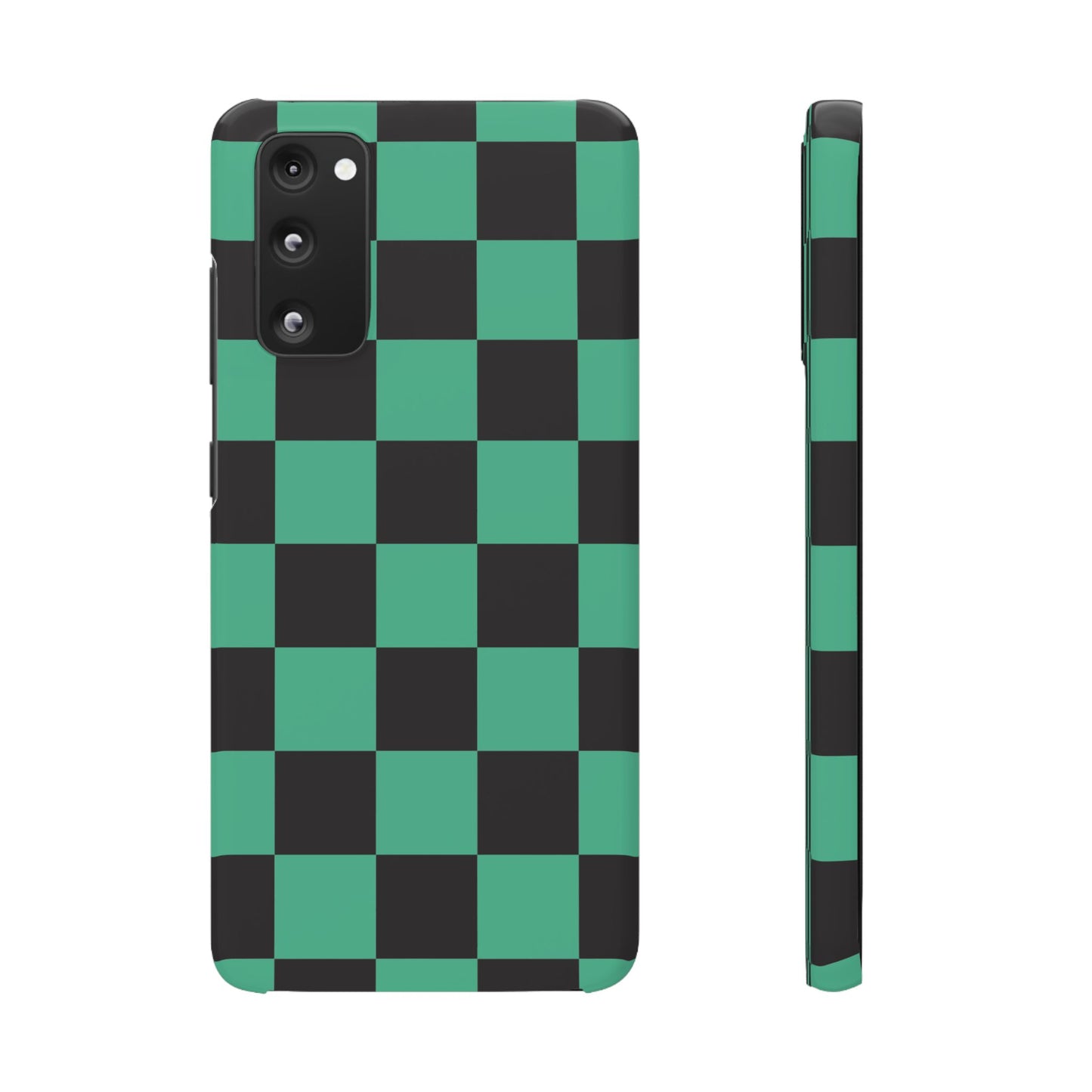 Checkered Teal Snap Case — Black & Teal Phone Cover