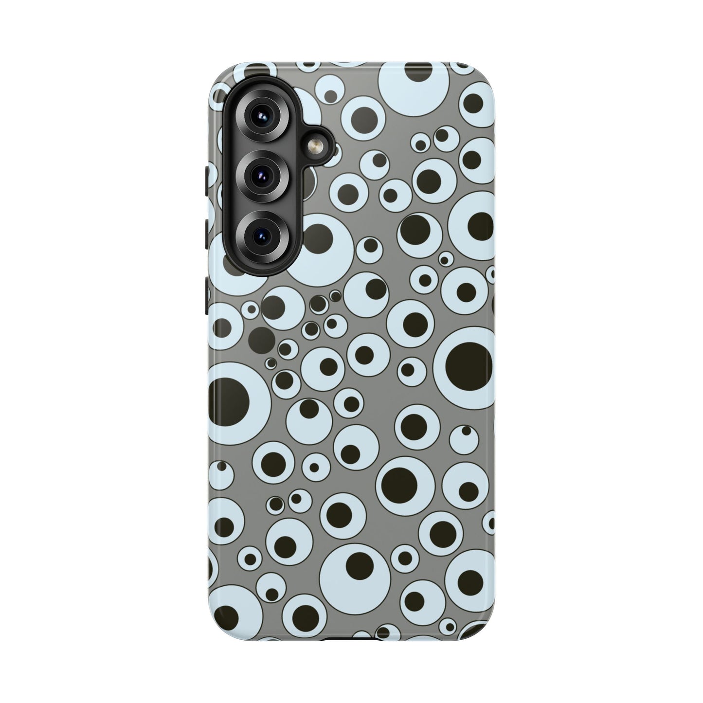 Bubble Pattern Tough Phone Case – Grey Retro Polka-Dot Design