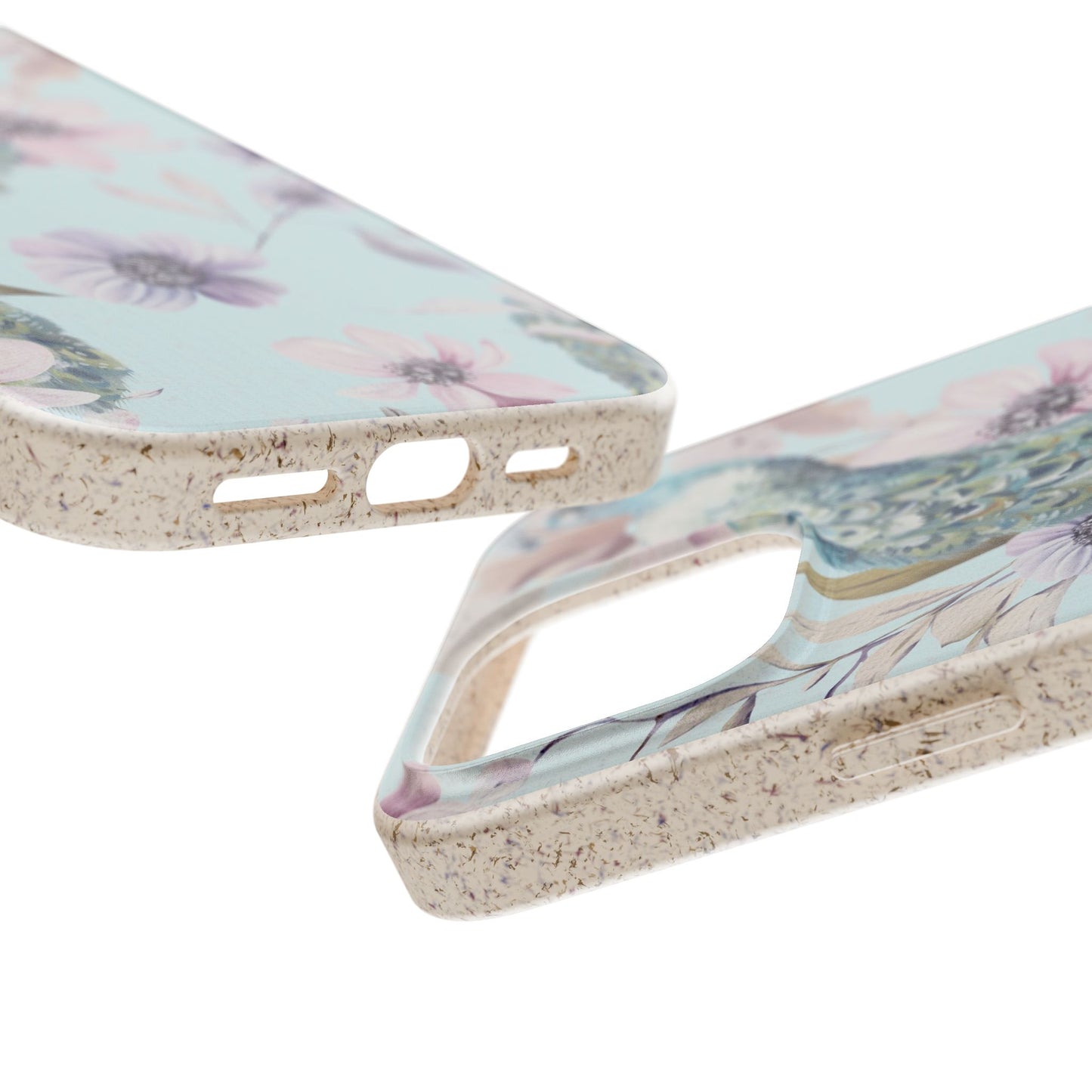 Peacock Floral Biodegradable Phone Case — Eco-Friendly Cover for Apple iPhone and Samsung Galaxy.