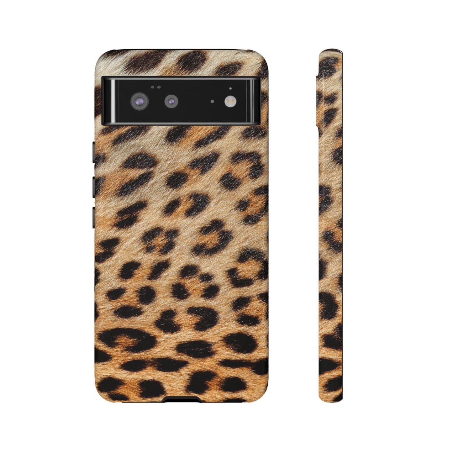 Leopard Print Tough Phone Case — Durable Protective Case with Wild Animal Fur Design