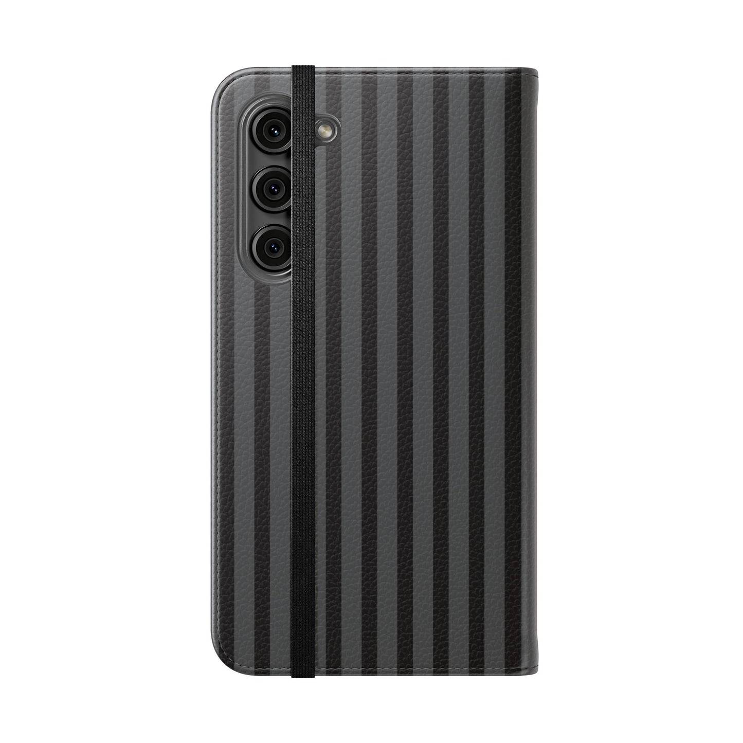 Striped Gray Flip Phone Case — Wallet Flip Case with Card Slots