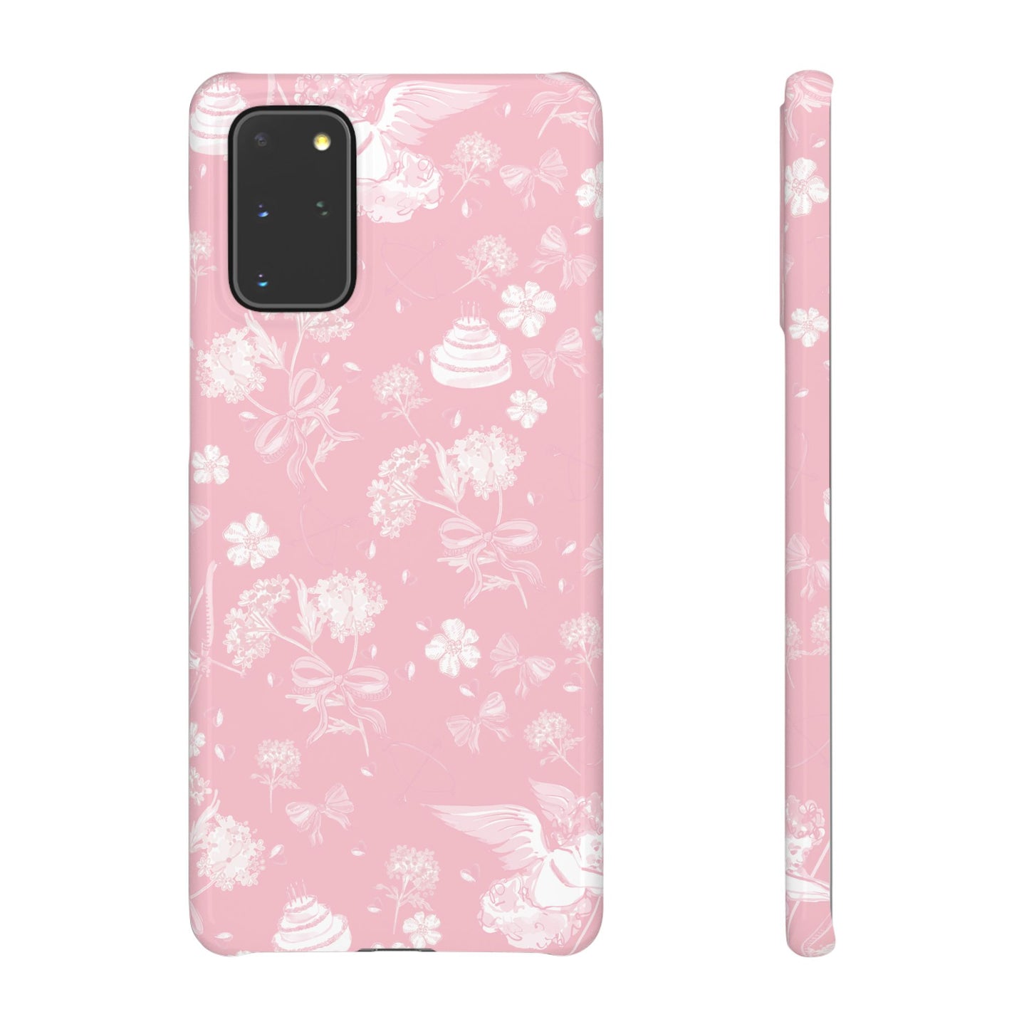 Pink Floral Slim Phone Case for Apple iPhone, Samsung Galaxy and Google Pixel.
