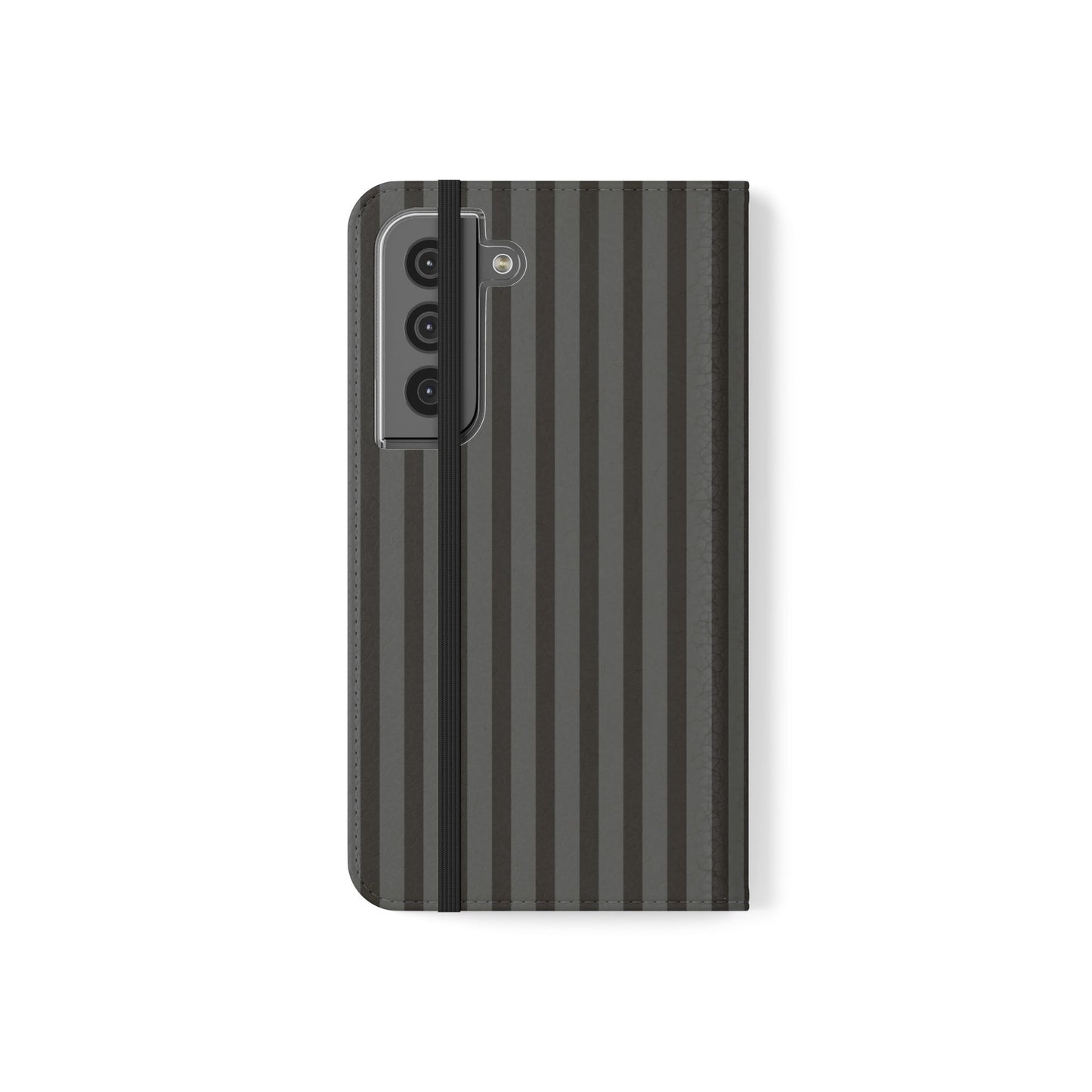 Striped Gray Flip Phone Case — Wallet Flip Case with Card Slots