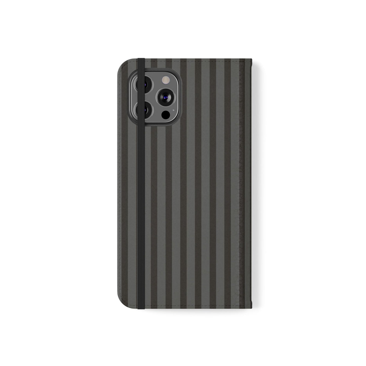 Striped Gray Flip Phone Case — Wallet Flip Case with Card Slots