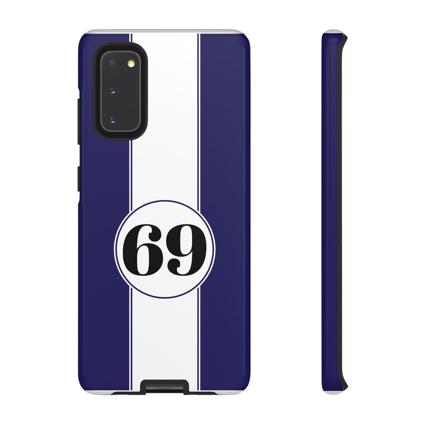 Custom Number Racing Stripe Tough Phone Case for Apple iPhone, Samsung Galaxy and Google Pixel.