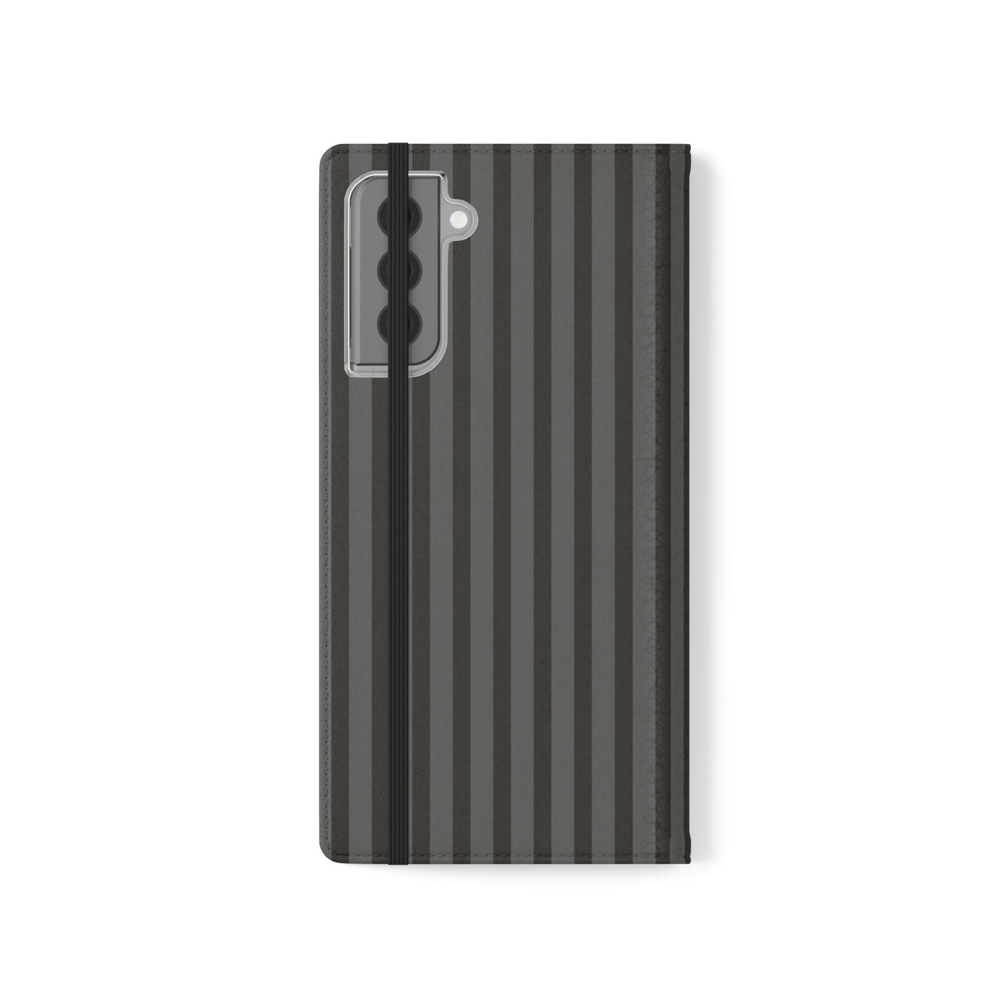 Striped Gray Flip Phone Case — Wallet Flip Case with Card Slots