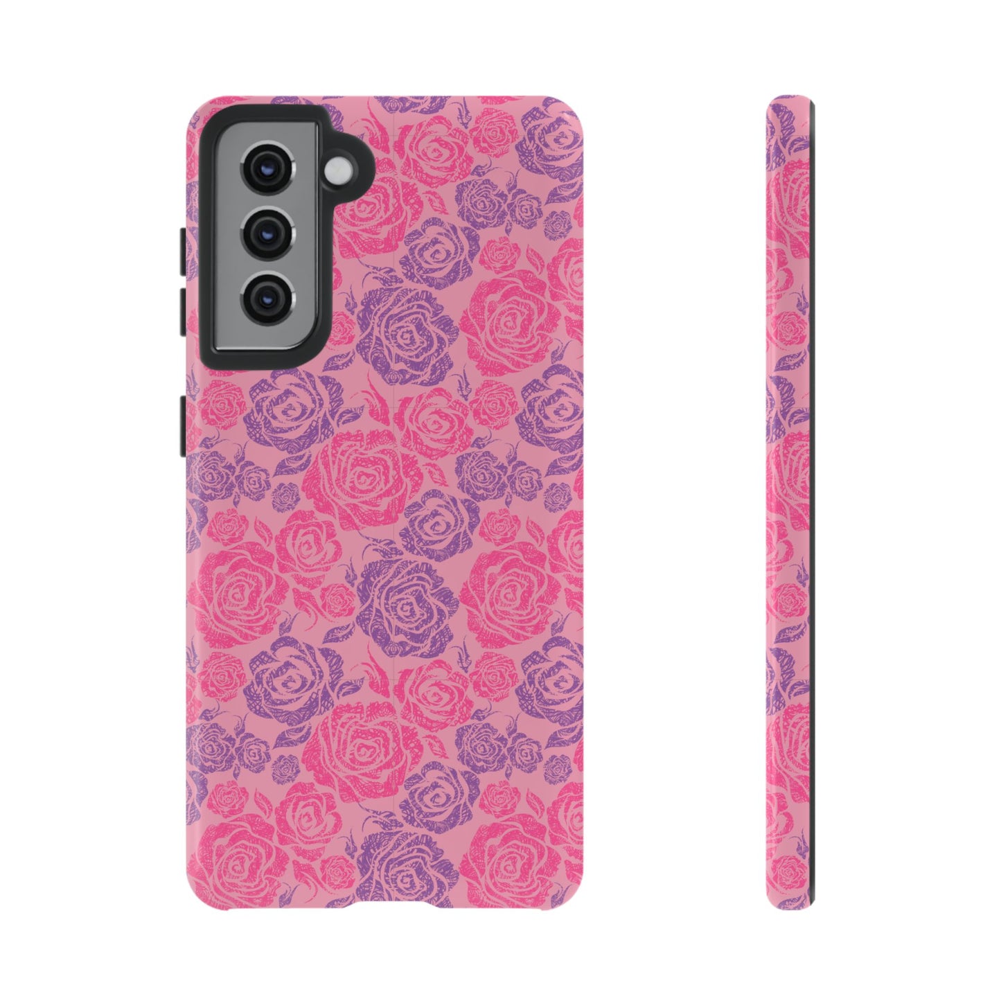 Pink & Lavender Rose Pattern Tough Phone Case