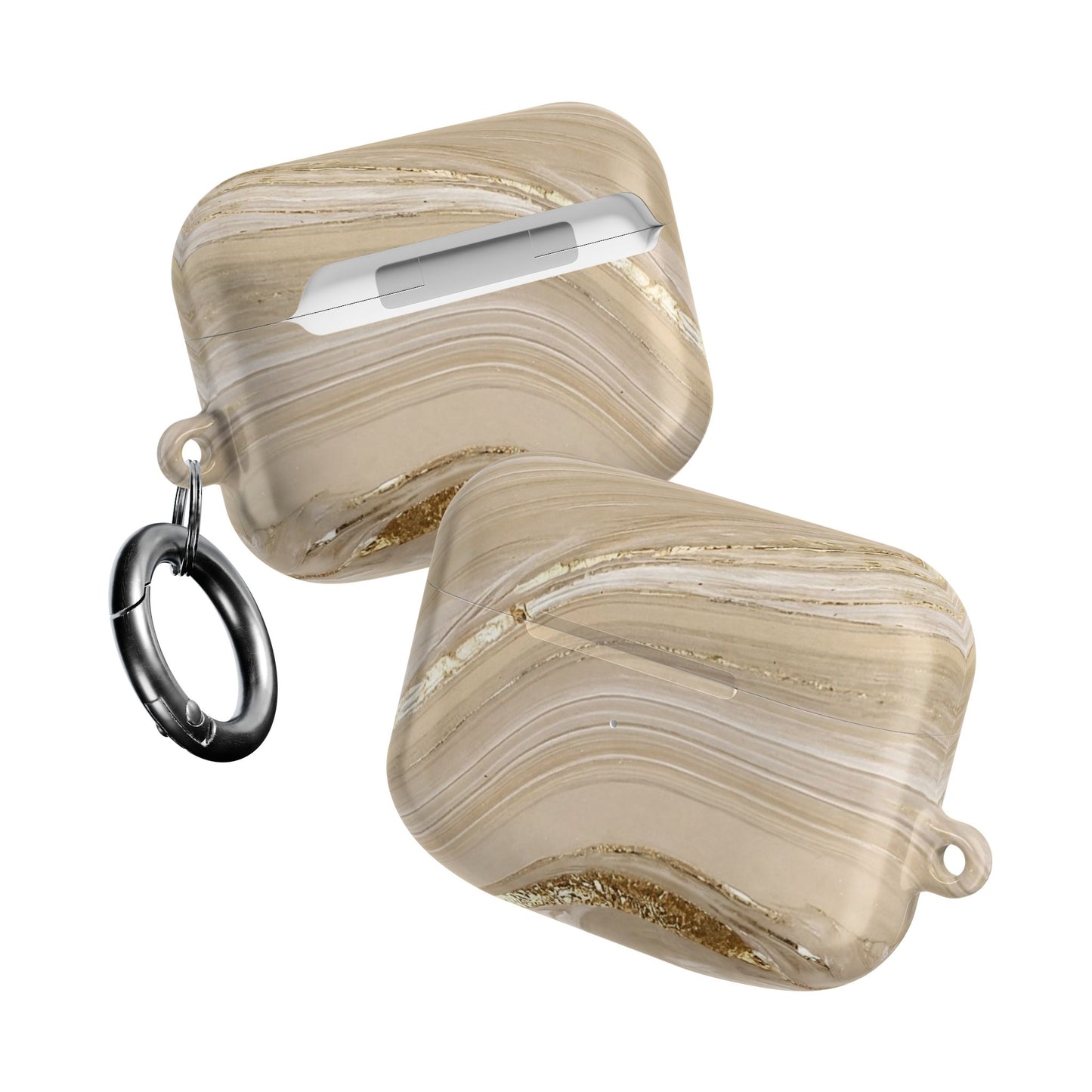 Marble Swirl AirPod Case — Beige Gold Art Pattern
