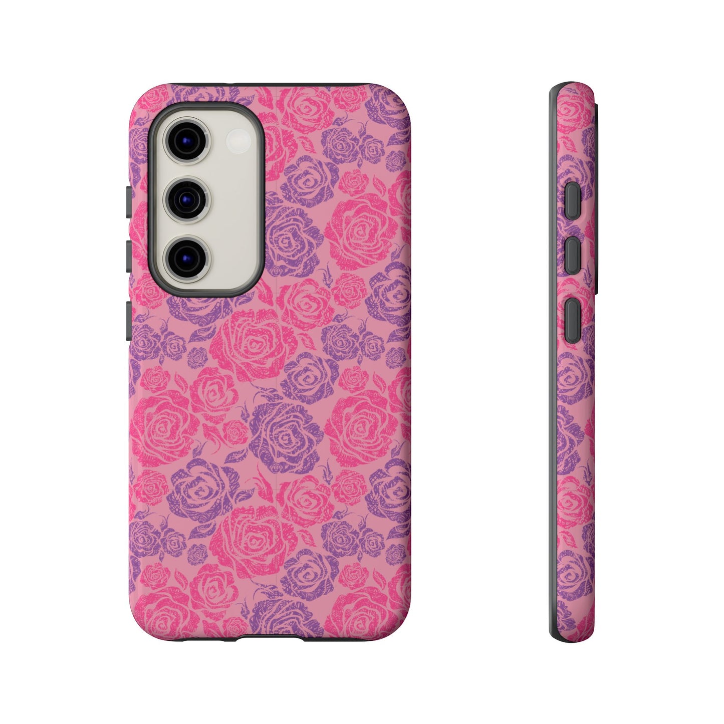Pink & Lavender Rose Pattern Tough Phone Case